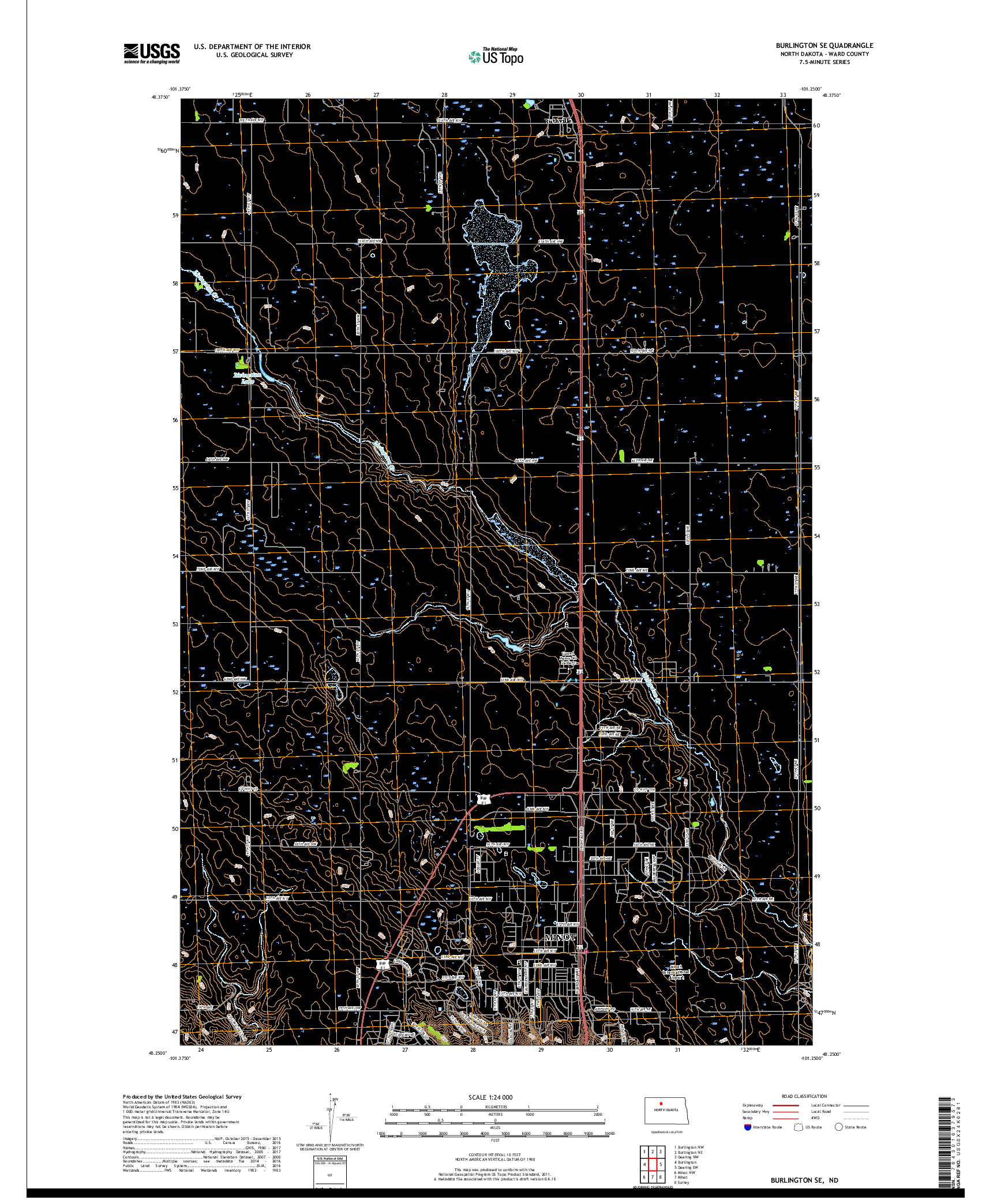 USGS US TOPO 7.5-MINUTE MAP FOR BURLINGTON SE, ND 2017