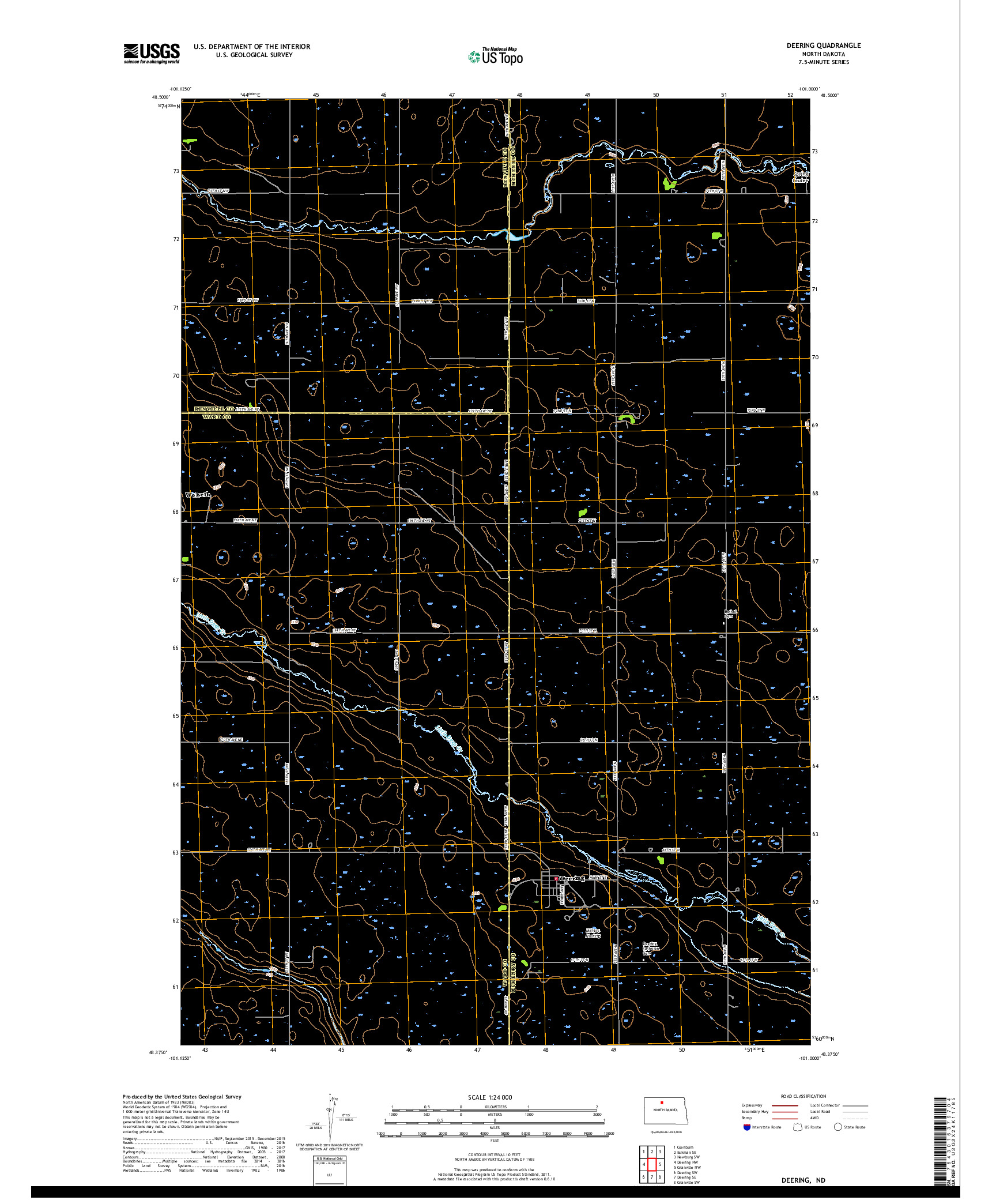 USGS US TOPO 7.5-MINUTE MAP FOR DEERING, ND 2017