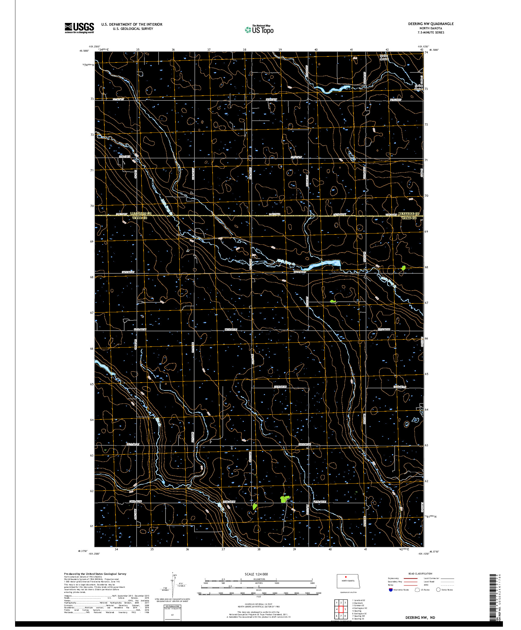 USGS US TOPO 7.5-MINUTE MAP FOR DEERING NW, ND 2017