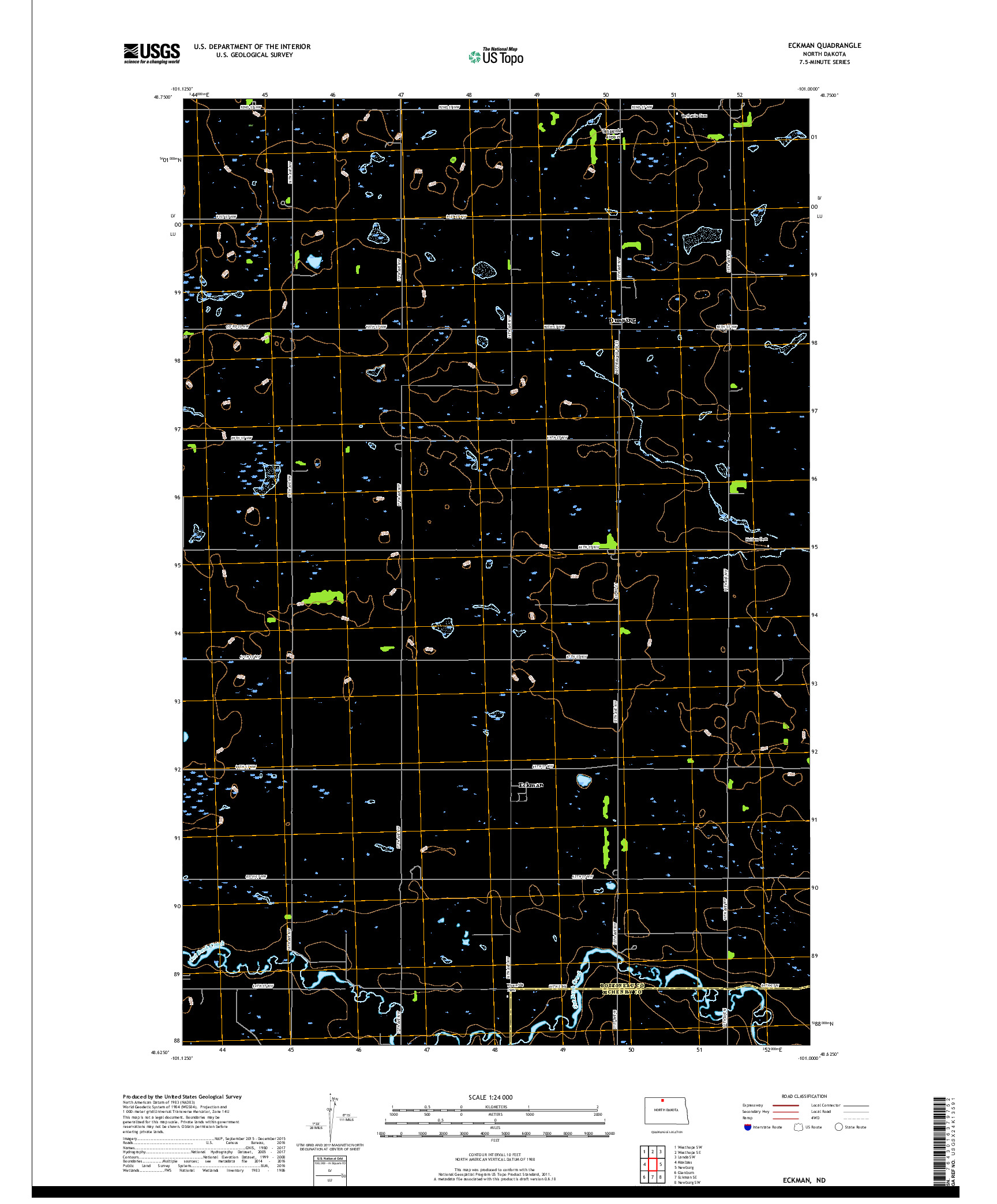 USGS US TOPO 7.5-MINUTE MAP FOR ECKMAN, ND 2017