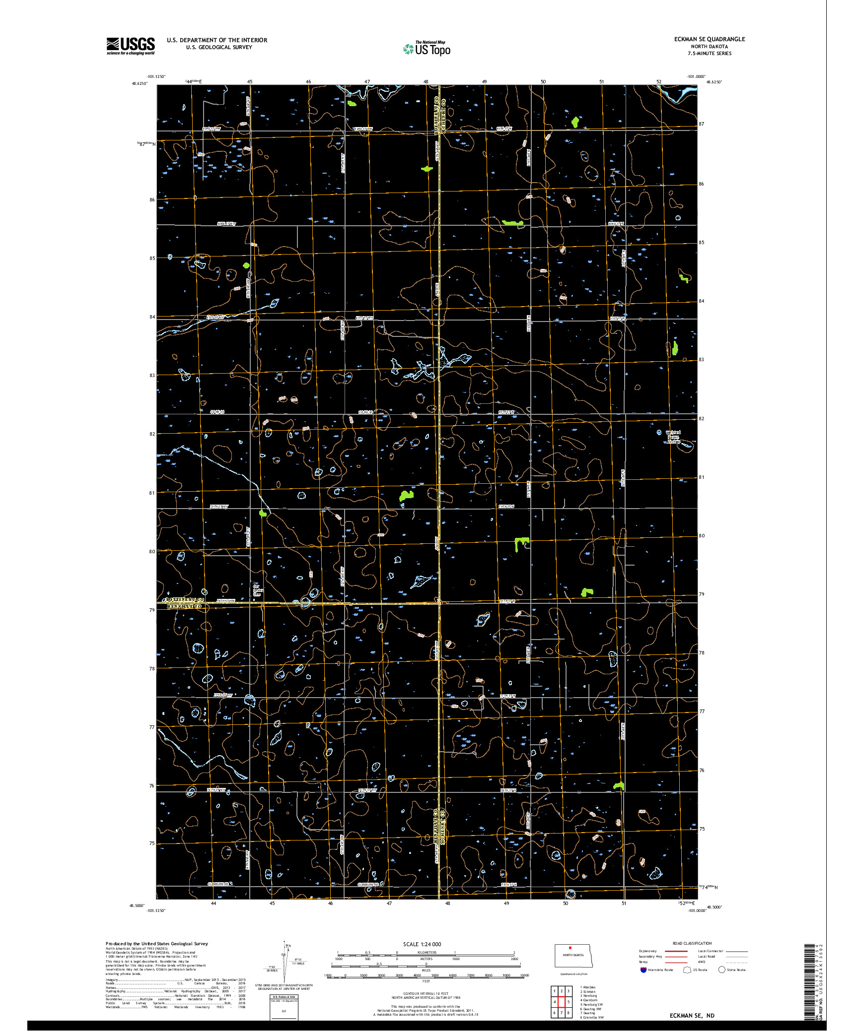 USGS US TOPO 7.5-MINUTE MAP FOR ECKMAN SE, ND 2017