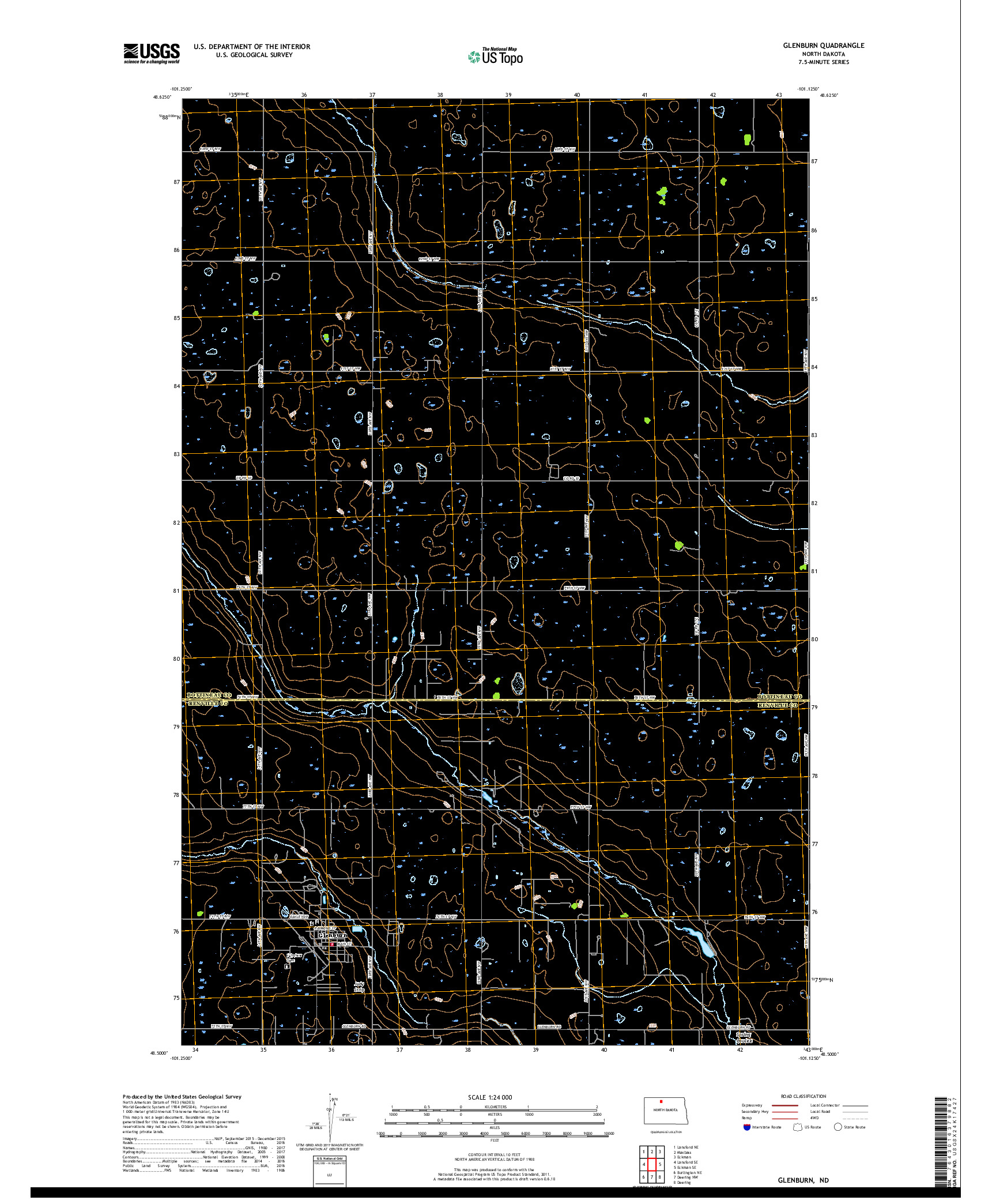 USGS US TOPO 7.5-MINUTE MAP FOR GLENBURN, ND 2017