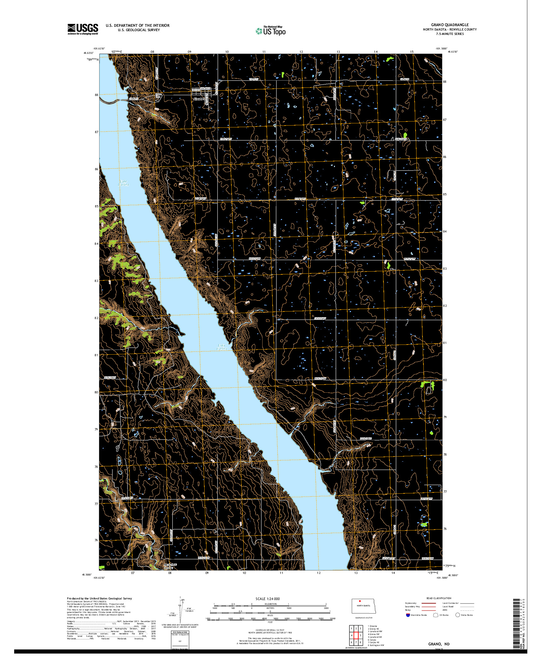 USGS US TOPO 7.5-MINUTE MAP FOR GRANO, ND 2017