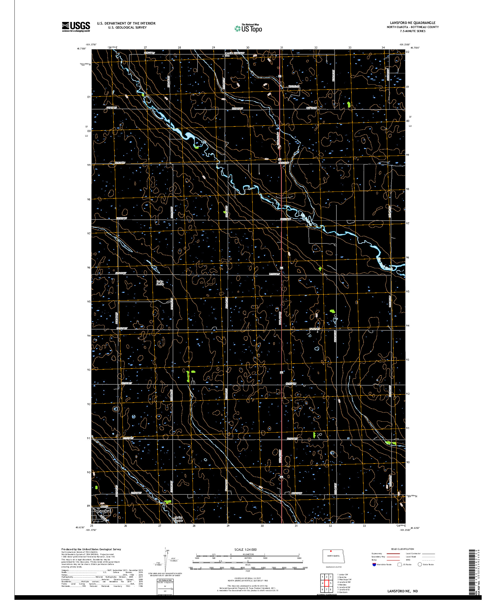 USGS US TOPO 7.5-MINUTE MAP FOR LANSFORD NE, ND 2017