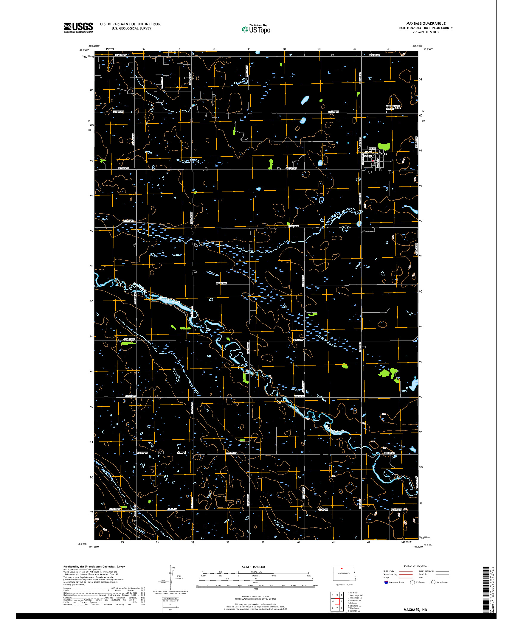 USGS US TOPO 7.5-MINUTE MAP FOR MAXBASS, ND 2017