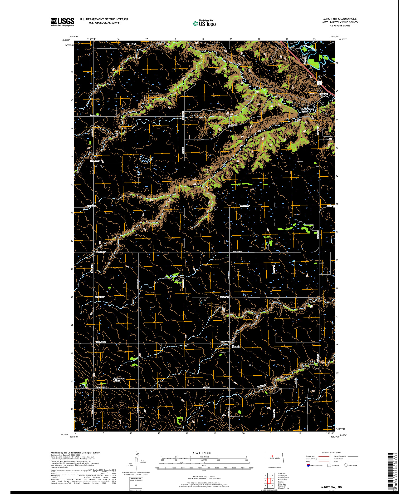 USGS US TOPO 7.5-MINUTE MAP FOR MINOT NW, ND 2017