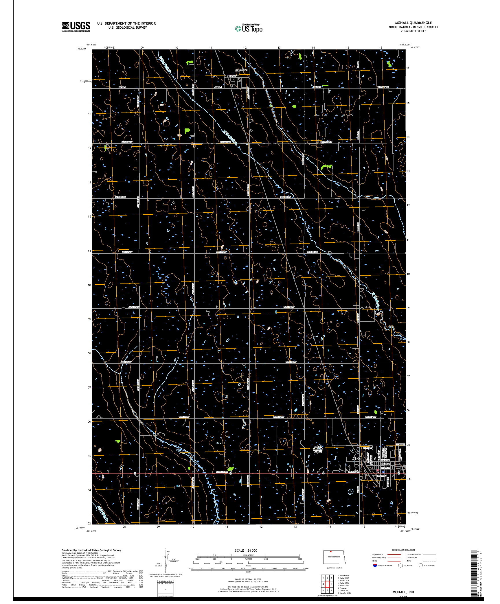 USGS US TOPO 7.5-MINUTE MAP FOR MOHALL, ND 2017