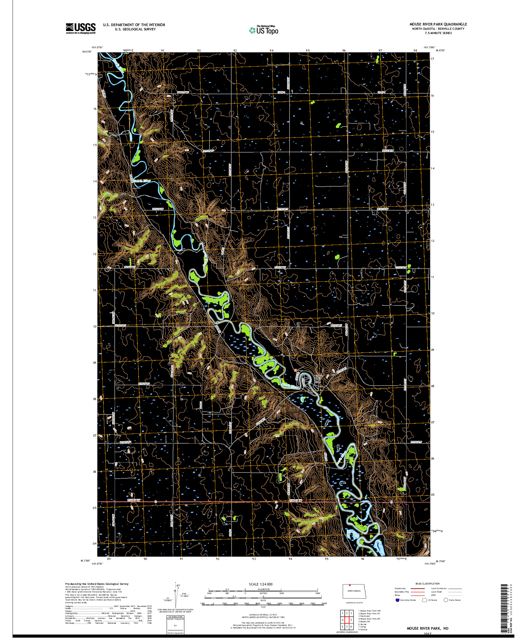 USGS US TOPO 7.5-MINUTE MAP FOR MOUSE RIVER PARK, ND 2017