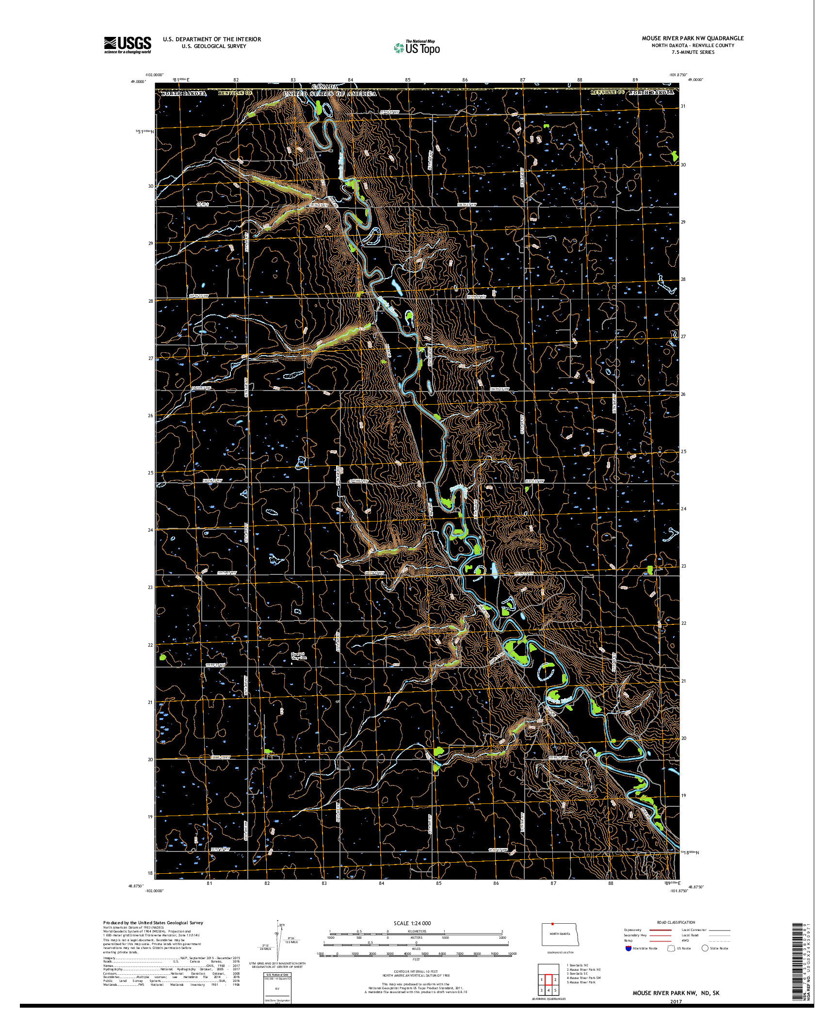 USGS US TOPO 7.5-MINUTE MAP FOR MOUSE RIVER PARK NW, ND,SK 2017