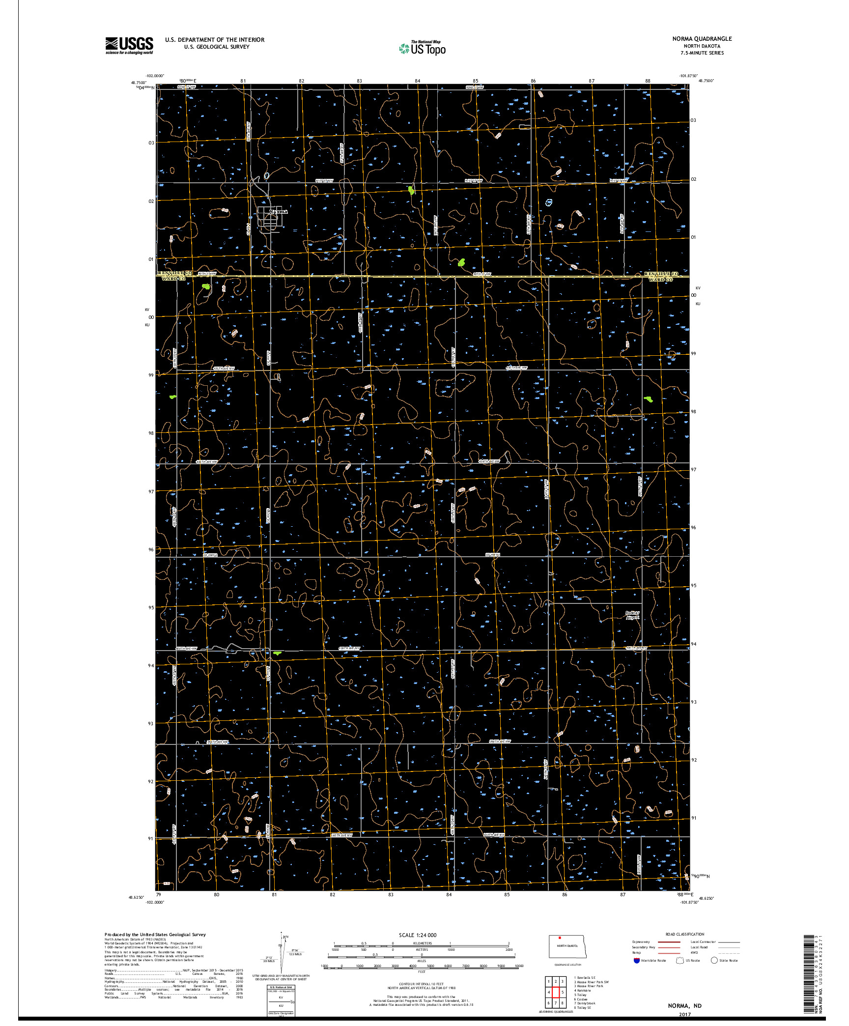 USGS US TOPO 7.5-MINUTE MAP FOR NORMA, ND 2017