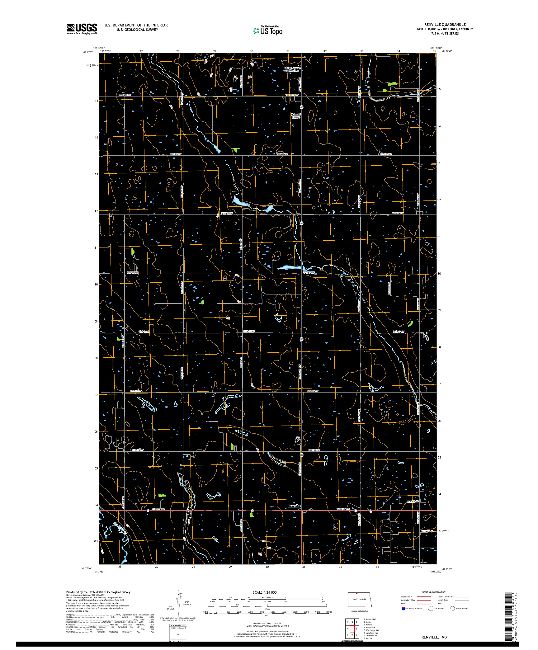 USGS US TOPO 7.5-MINUTE MAP FOR RENVILLE, ND 2017