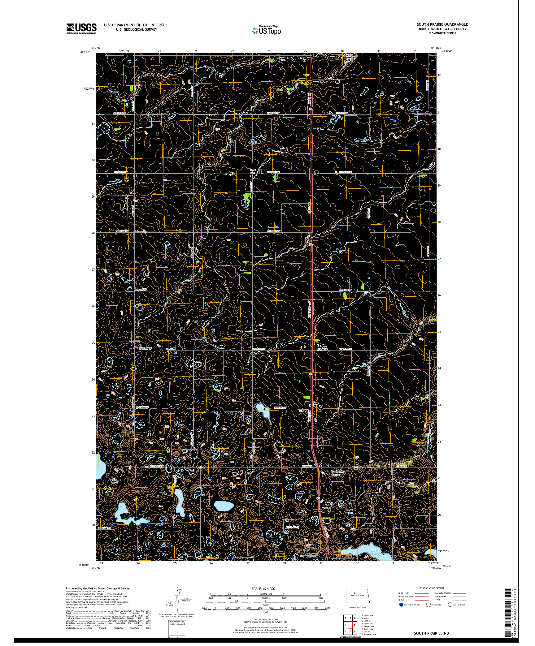 USGS US TOPO 7.5-MINUTE MAP FOR SOUTH PRAIRIE, ND 2017