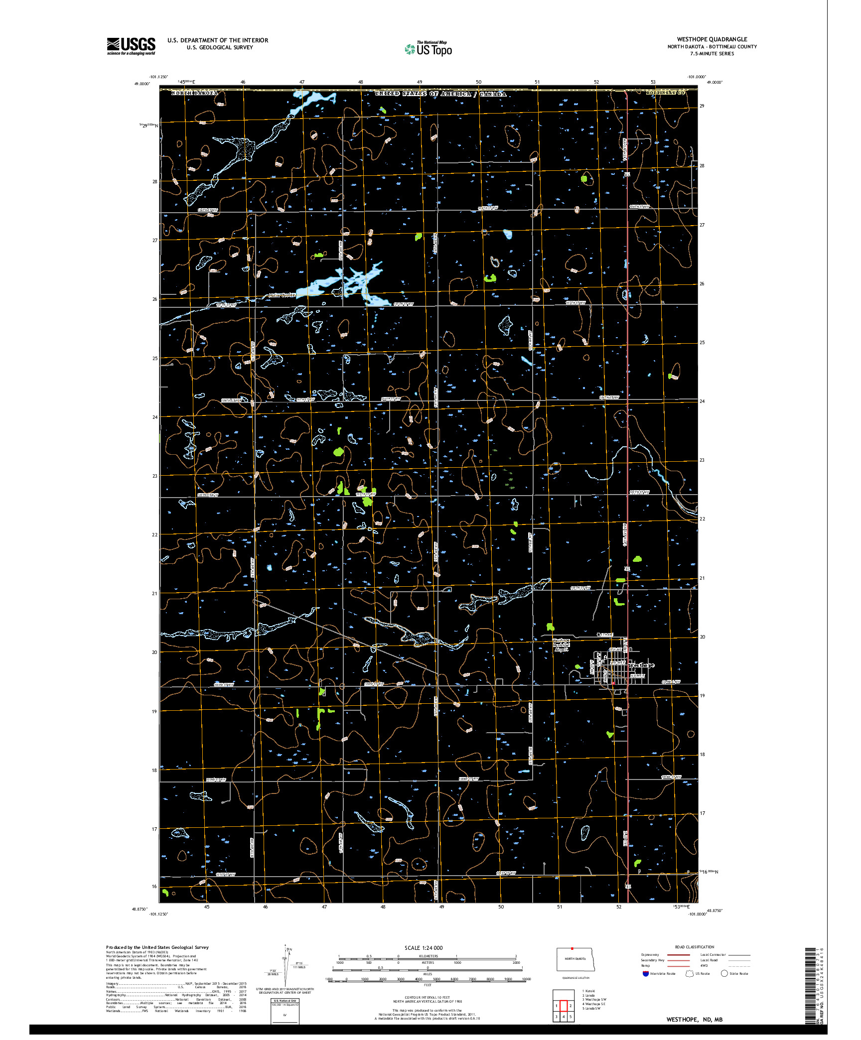 USGS US TOPO 7.5-MINUTE MAP FOR WESTHOPE, ND,MB 2017