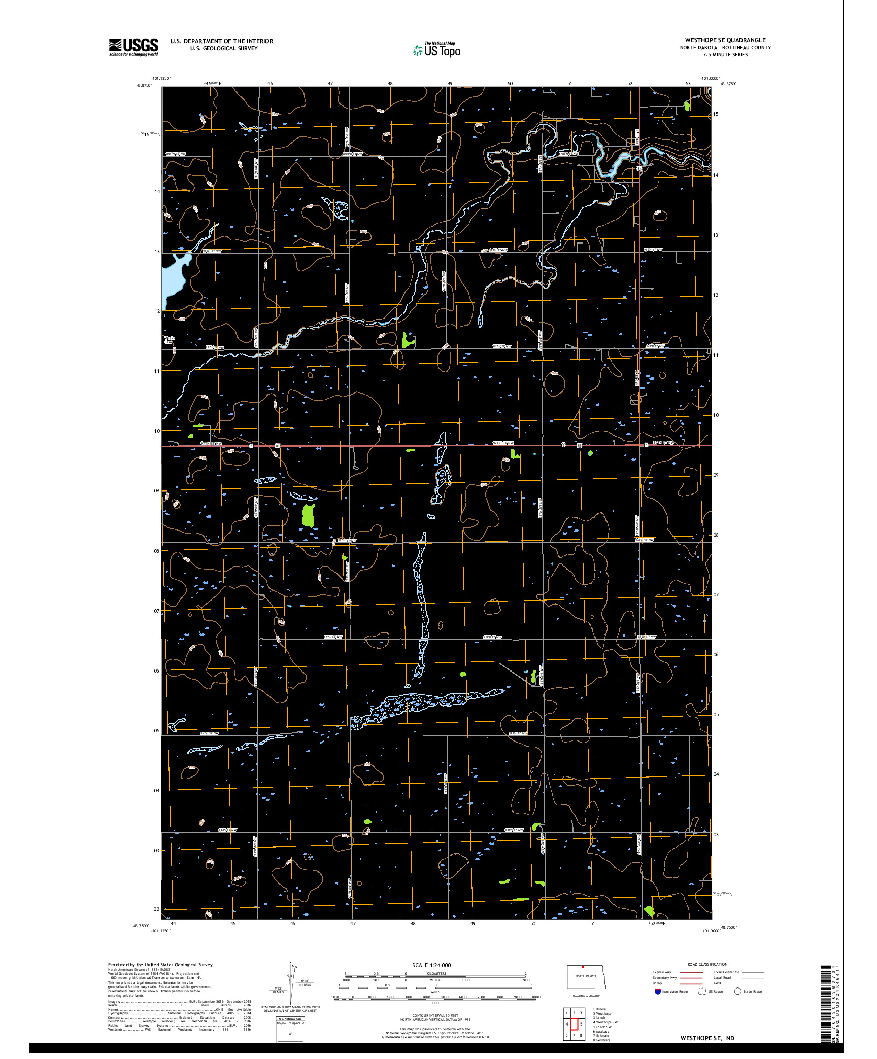 USGS US TOPO 7.5-MINUTE MAP FOR WESTHOPE SE, ND 2017