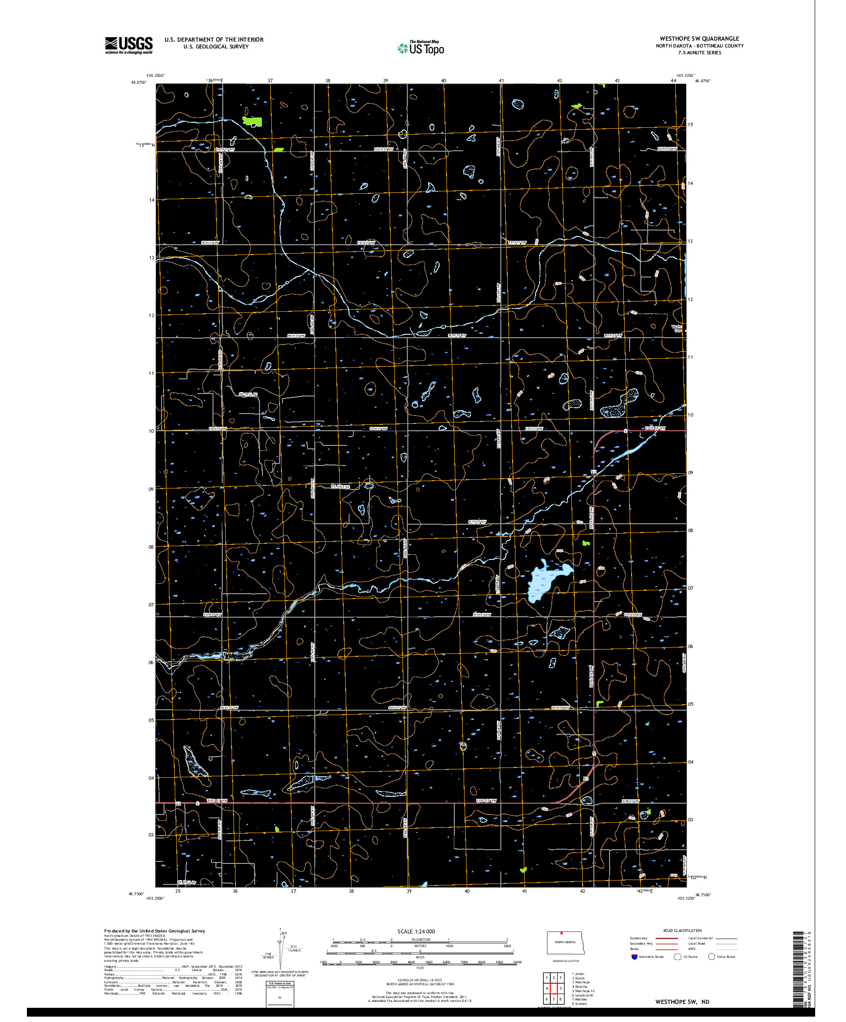 USGS US TOPO 7.5-MINUTE MAP FOR WESTHOPE SW, ND 2017