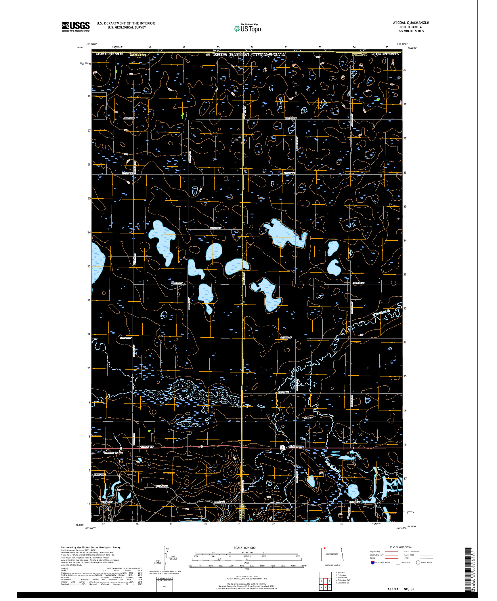 USGS US TOPO 7.5-MINUTE MAP FOR ATCOAL, ND,SK 2017