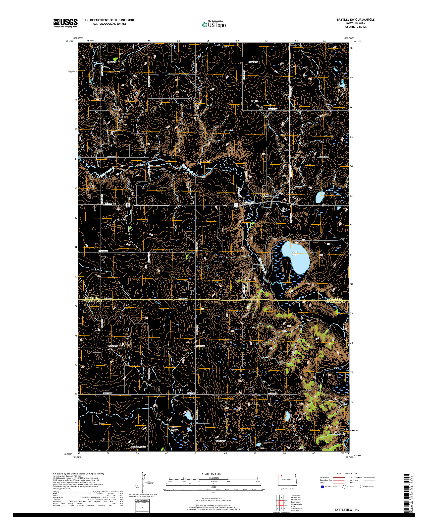 USGS US TOPO 7.5-MINUTE MAP FOR BATTLEVIEW, ND 2017