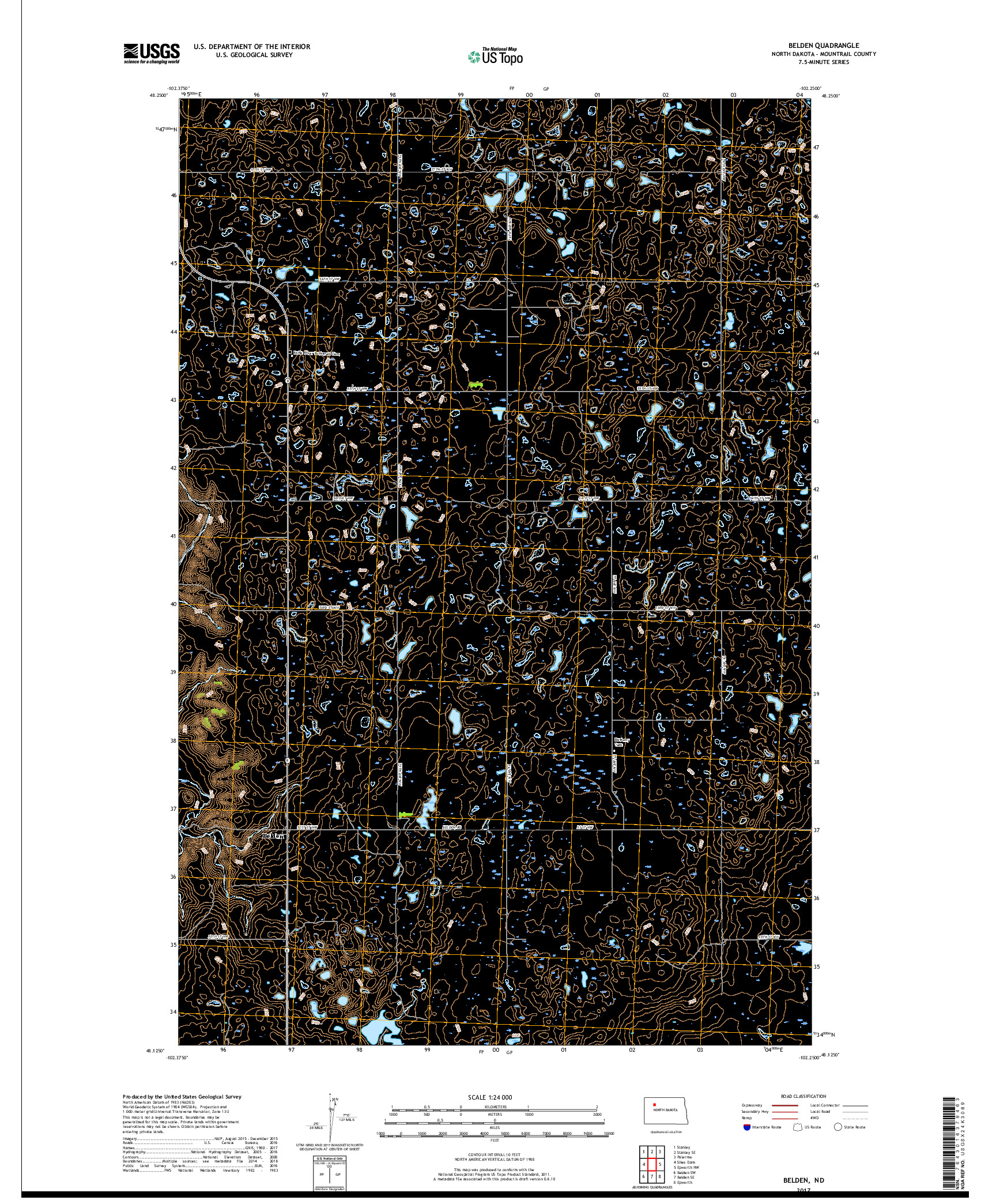 USGS US TOPO 7.5-MINUTE MAP FOR BELDEN, ND 2017