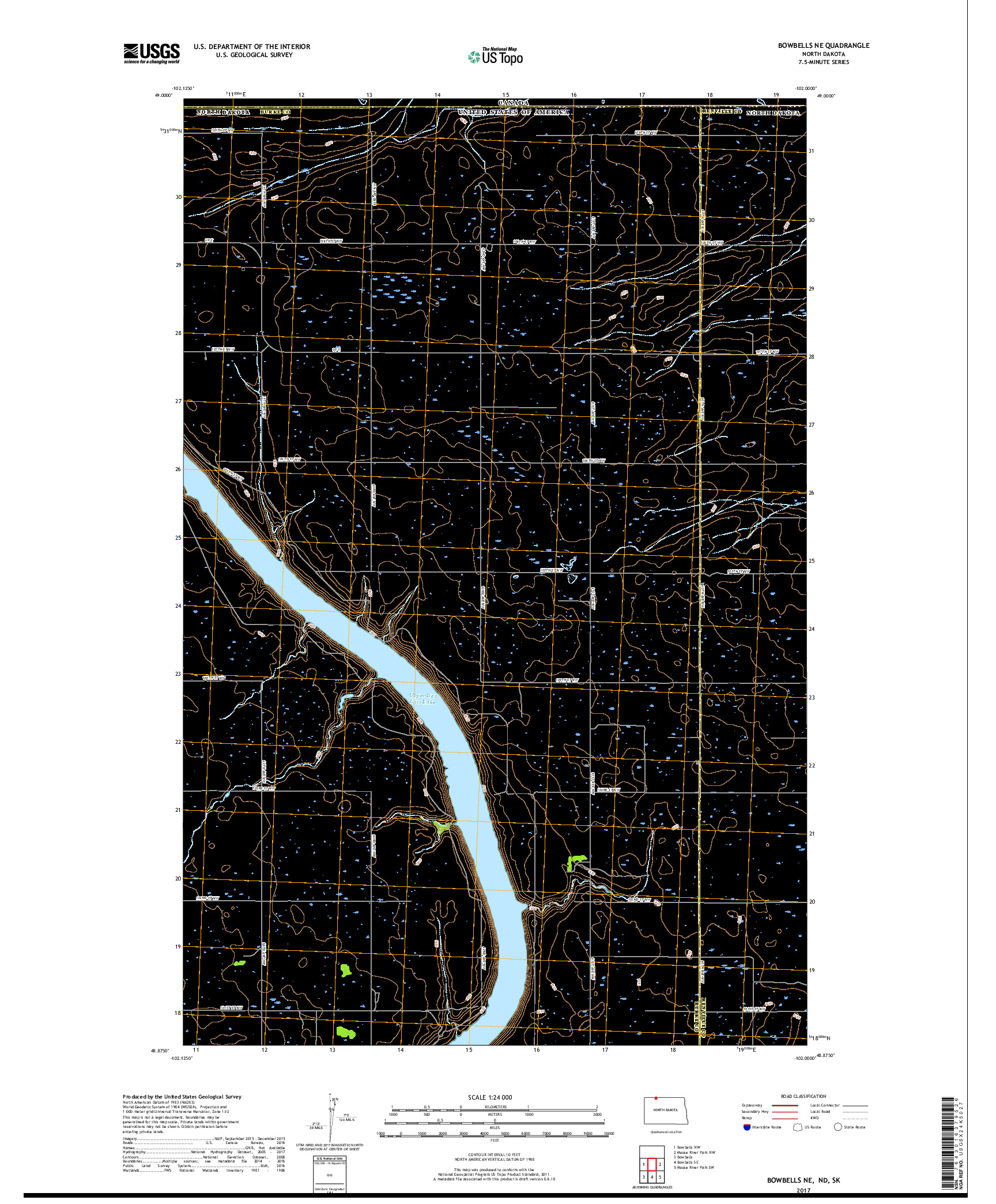 USGS US TOPO 7.5-MINUTE MAP FOR BOWBELLS NE, ND,SK 2017