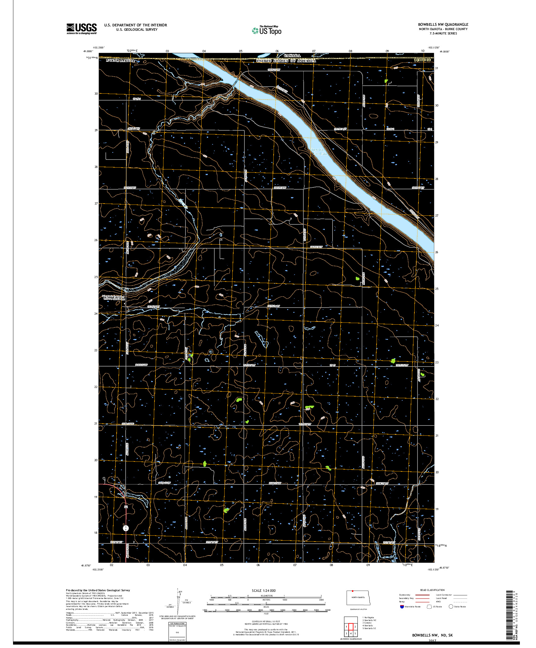 USGS US TOPO 7.5-MINUTE MAP FOR BOWBELLS NW, ND,SK 2017