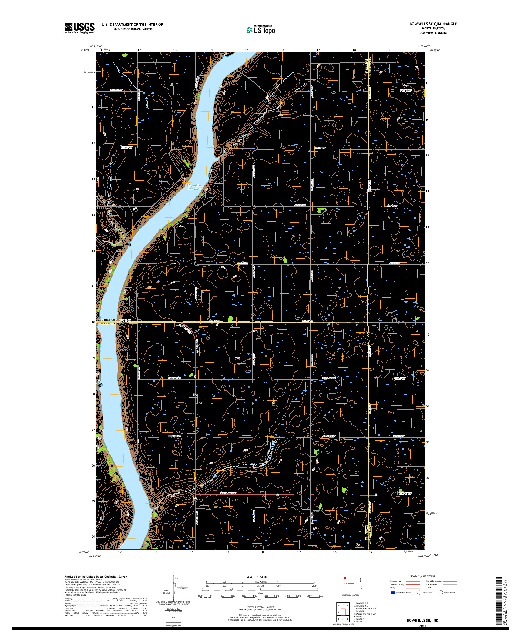 USGS US TOPO 7.5-MINUTE MAP FOR BOWBELLS SE, ND 2017