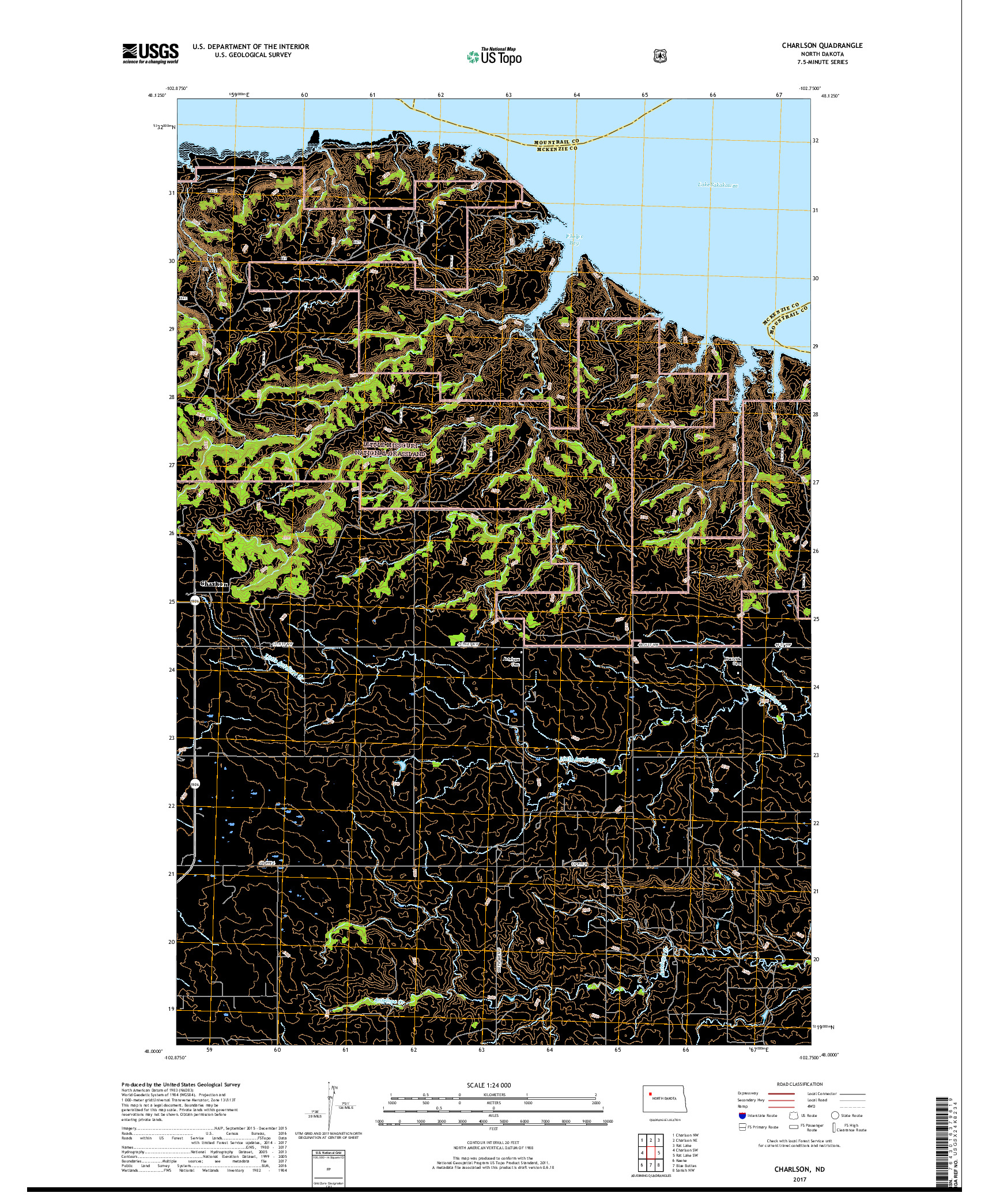 USGS US TOPO 7.5-MINUTE MAP FOR CHARLSON, ND 2017