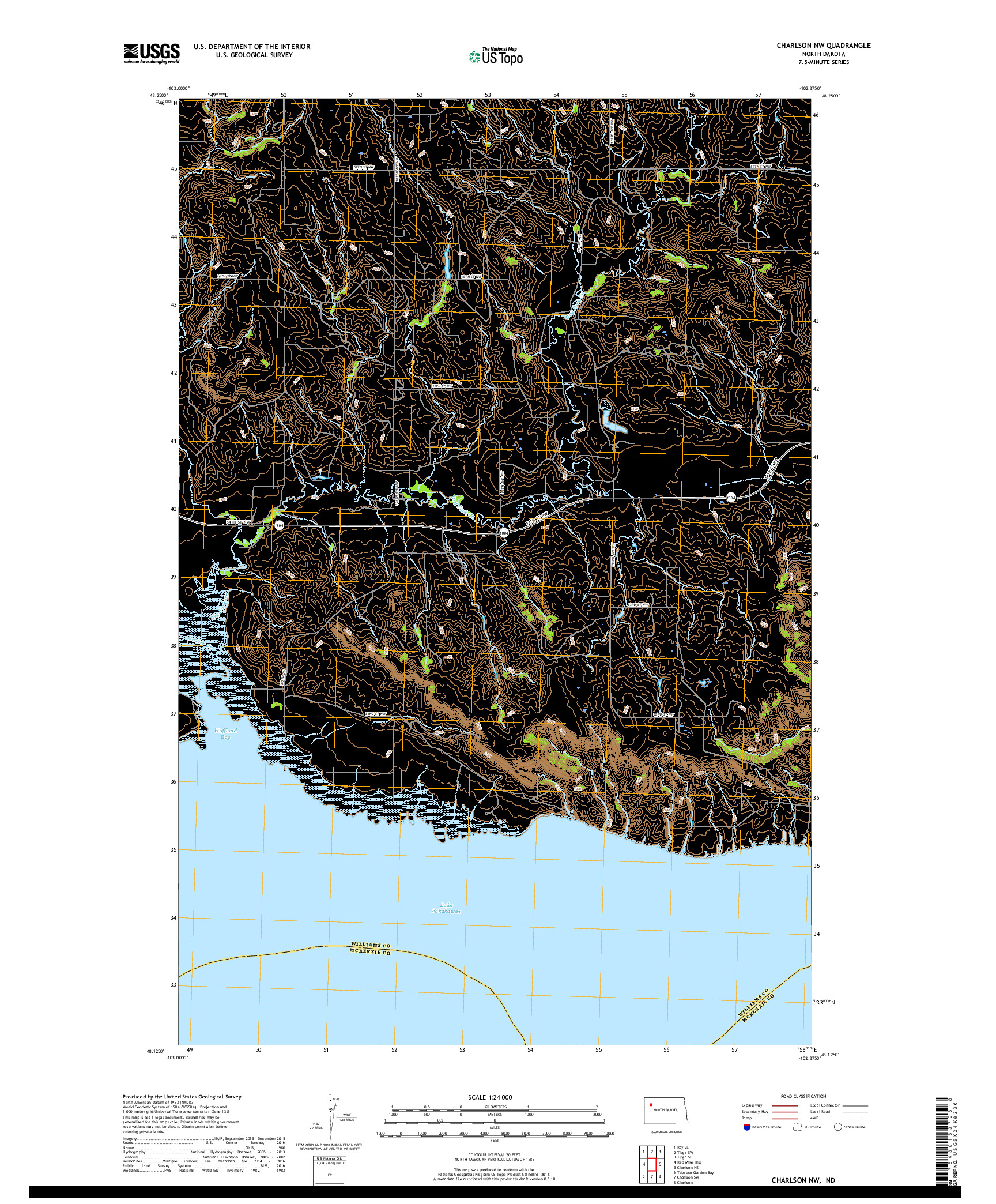 USGS US TOPO 7.5-MINUTE MAP FOR CHARLSON NW, ND 2017