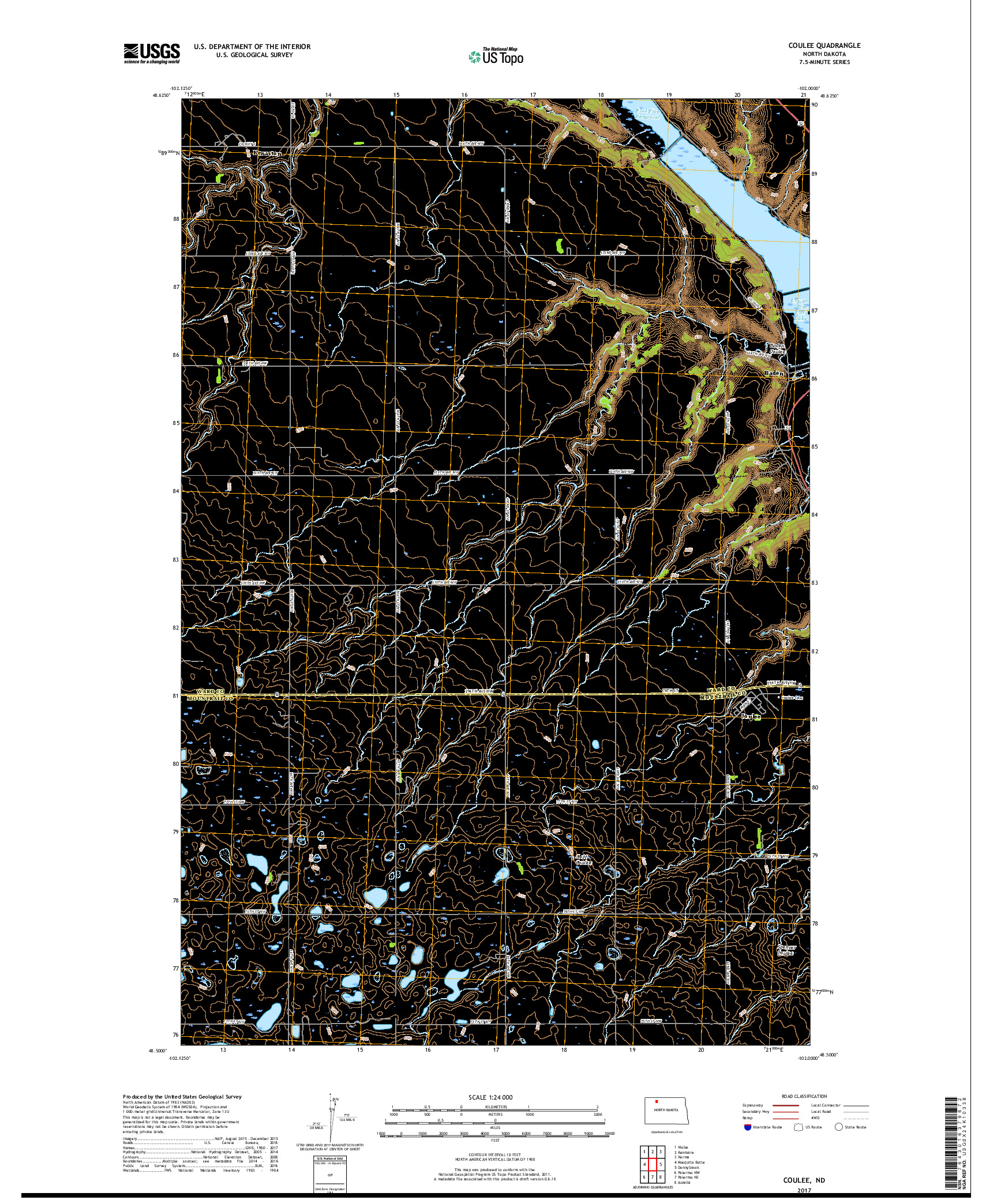 USGS US TOPO 7.5-MINUTE MAP FOR COULEE, ND 2017