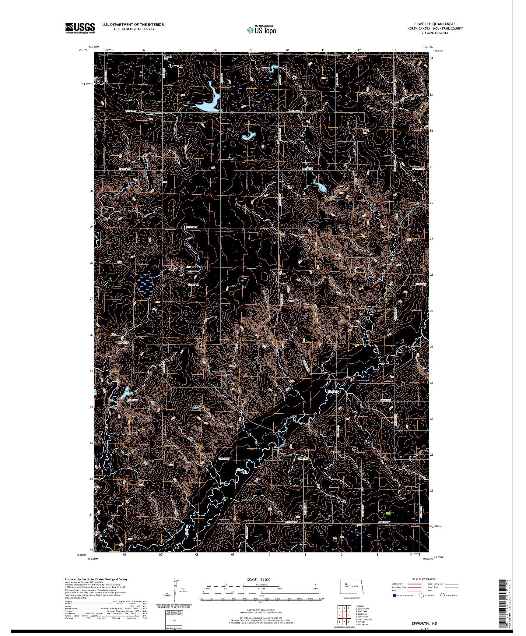 USGS US TOPO 7.5-MINUTE MAP FOR EPWORTH, ND 2017