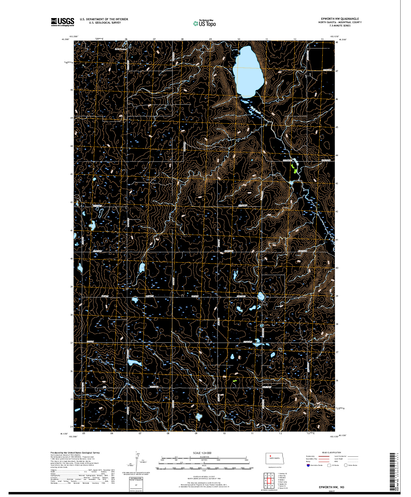 USGS US TOPO 7.5-MINUTE MAP FOR EPWORTH NW, ND 2017