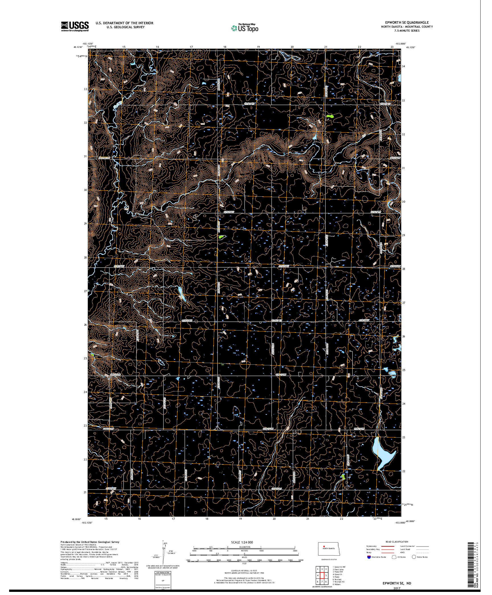 USGS US TOPO 7.5-MINUTE MAP FOR EPWORTH SE, ND 2017