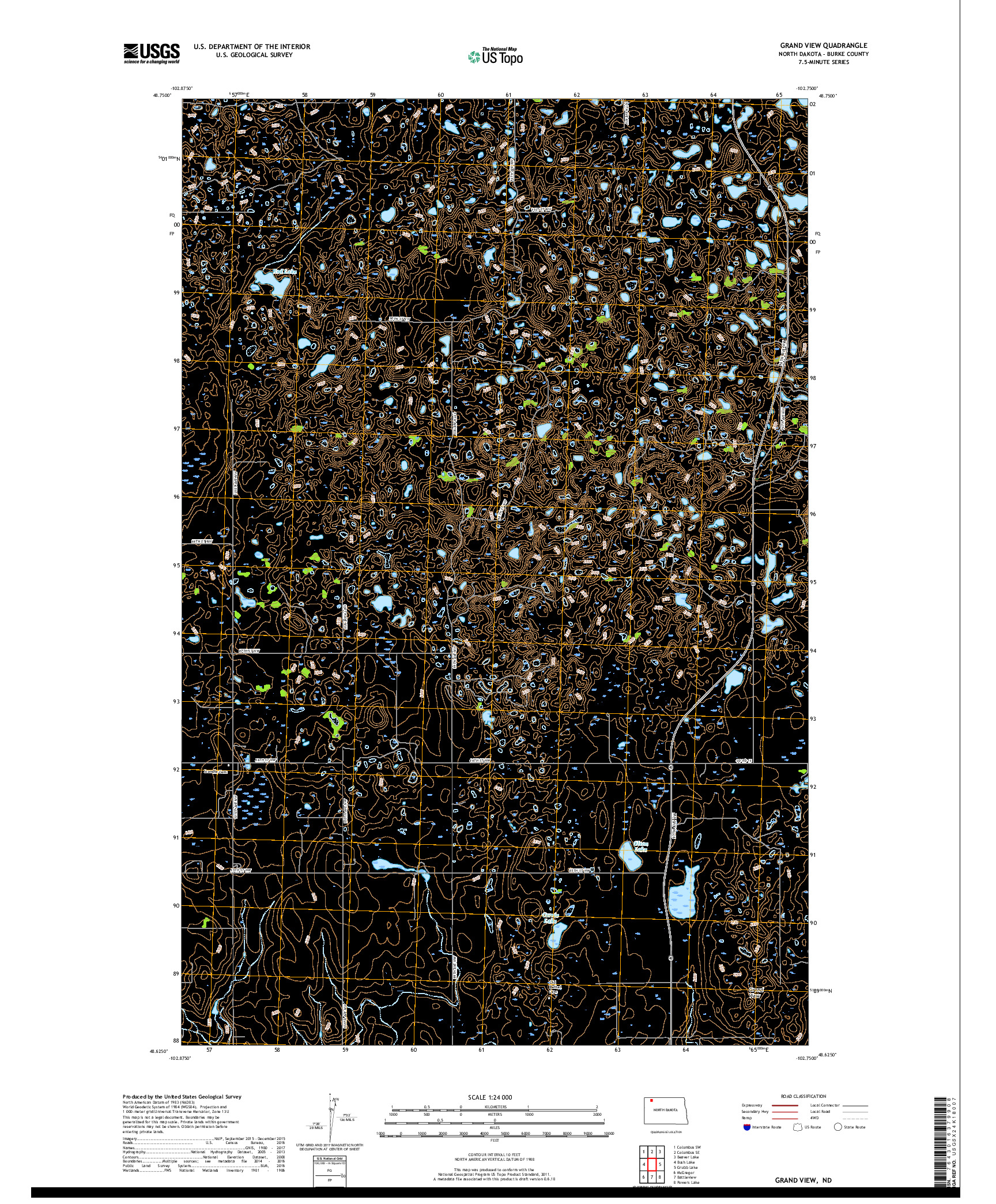 USGS US TOPO 7.5-MINUTE MAP FOR GRAND VIEW, ND 2017