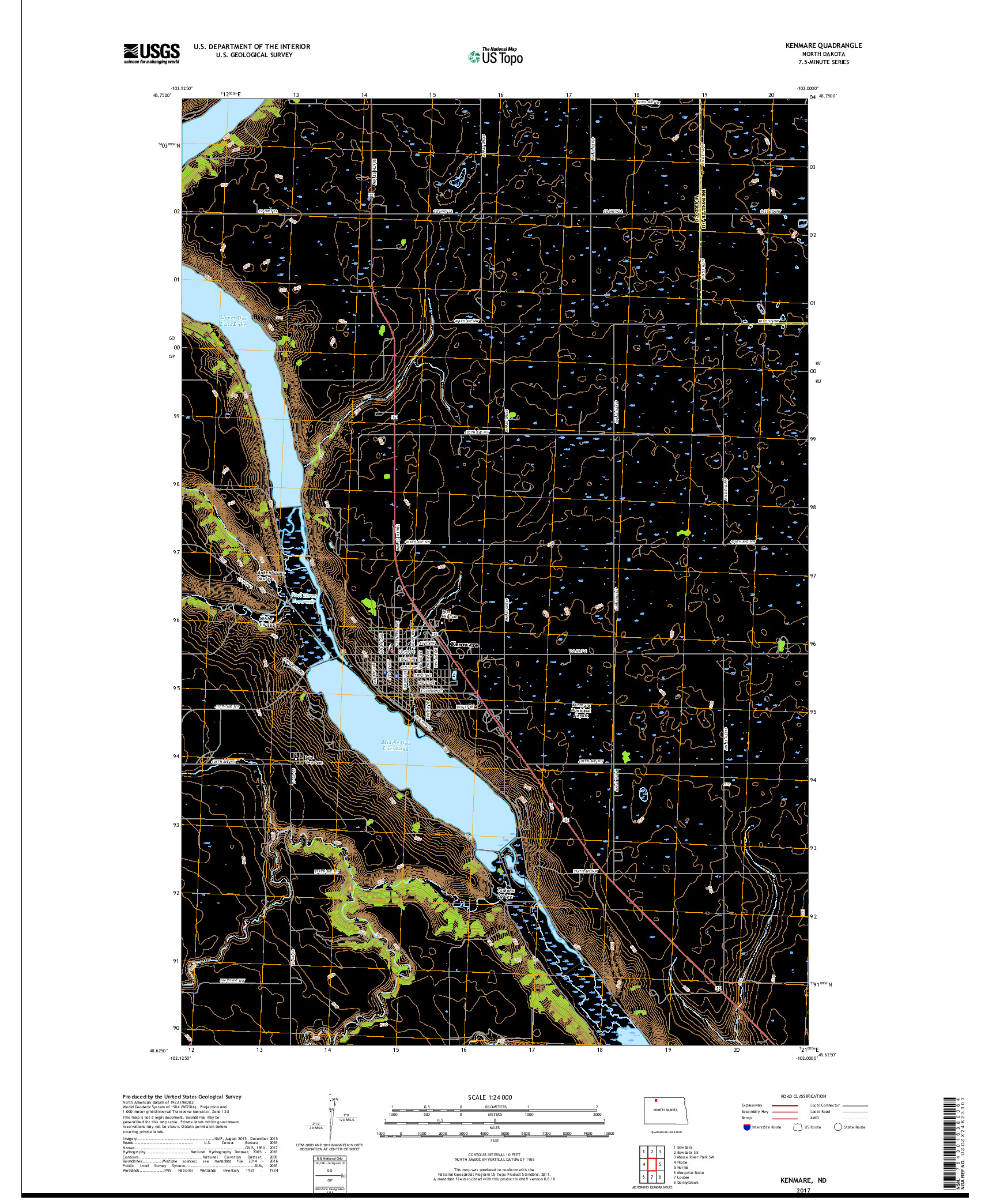 USGS US TOPO 7.5-MINUTE MAP FOR KENMARE, ND 2017