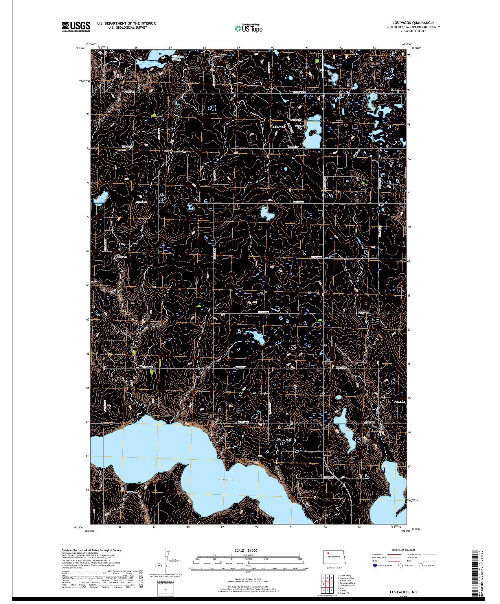 USGS US TOPO 7.5-MINUTE MAP FOR LOSTWOOD, ND 2017