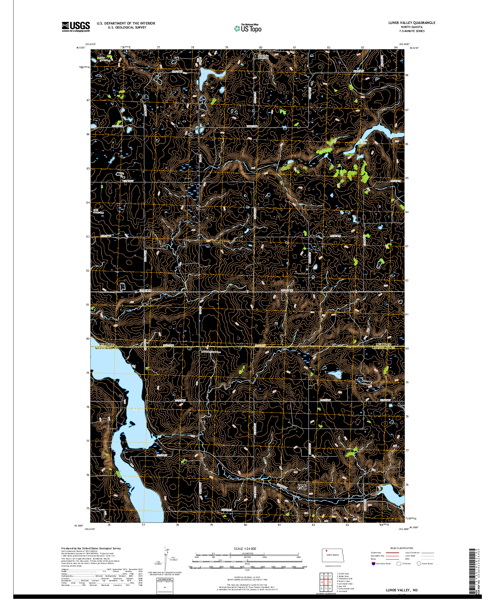 USGS US TOPO 7.5-MINUTE MAP FOR LUNDS VALLEY, ND 2017