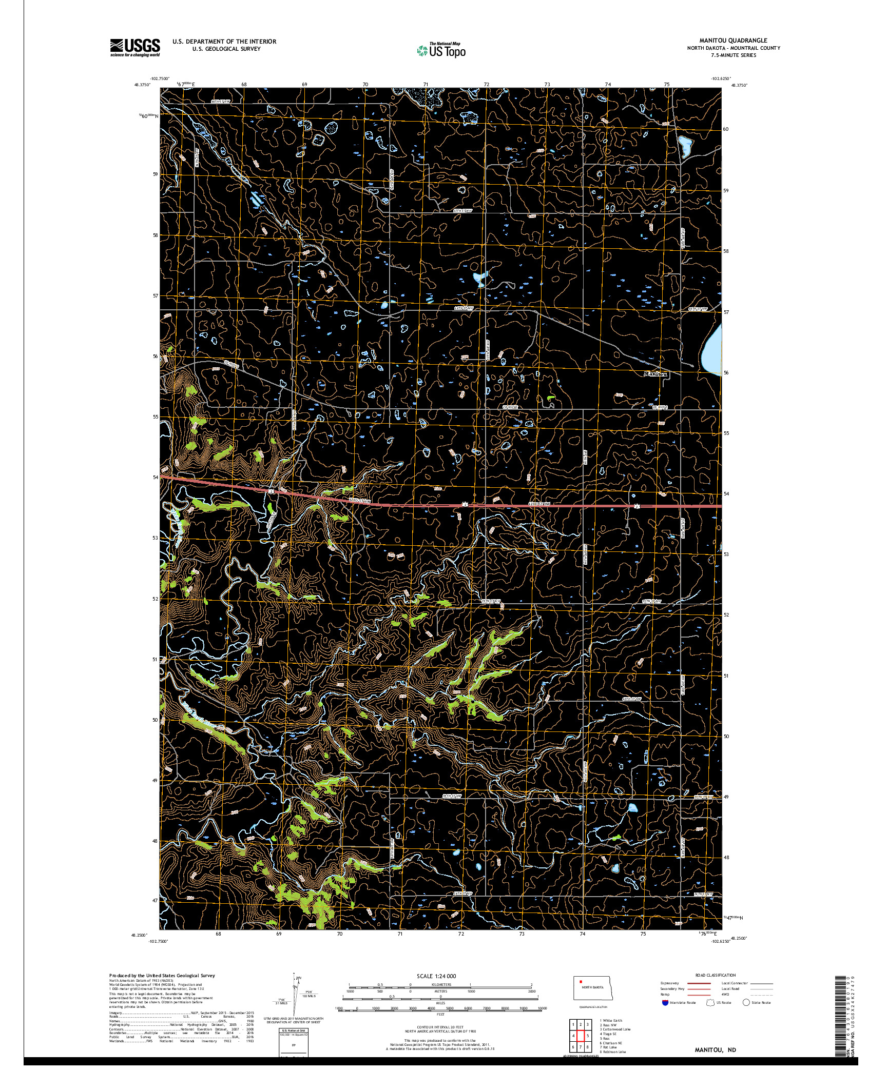 USGS US TOPO 7.5-MINUTE MAP FOR MANITOU, ND 2017