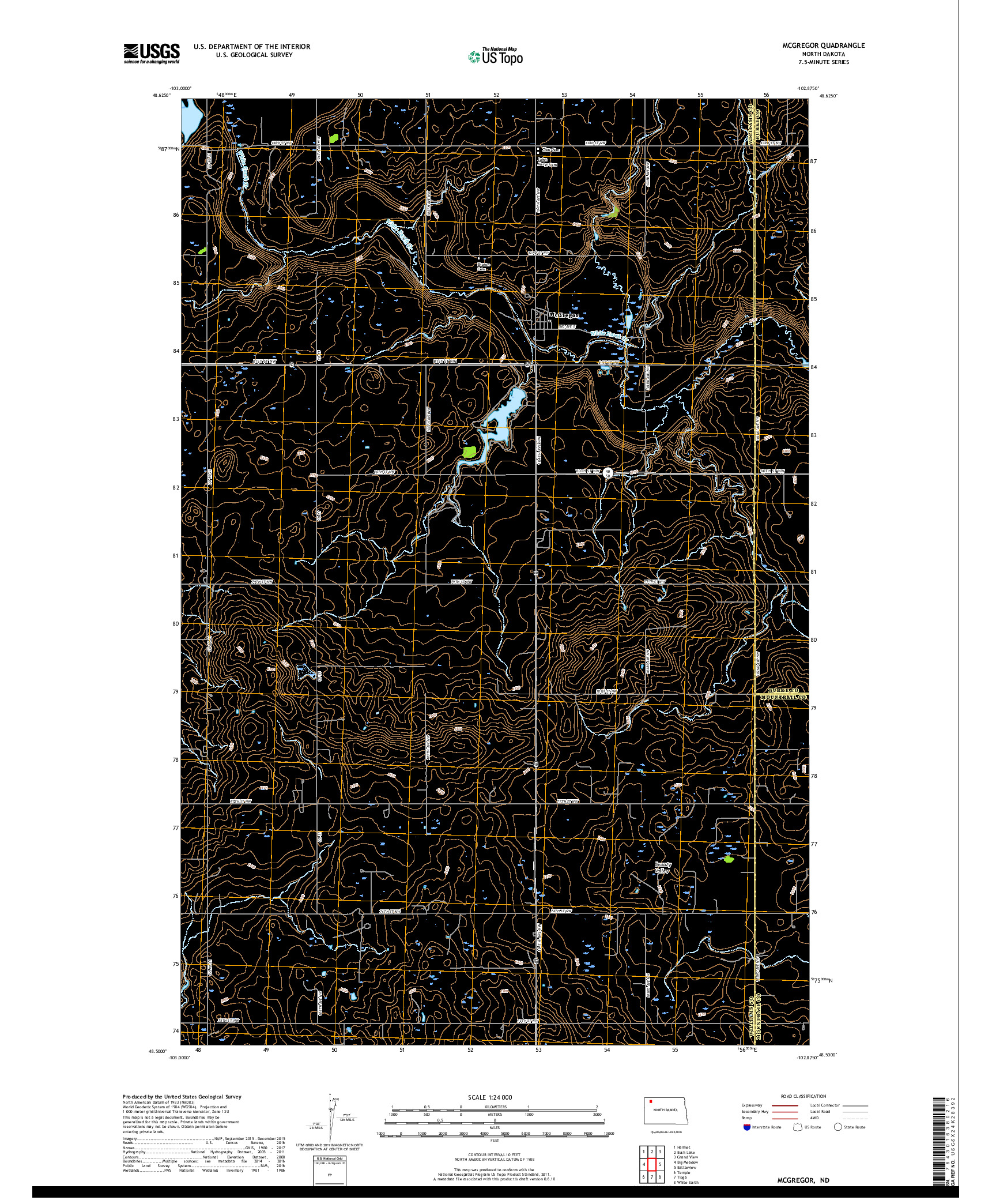 USGS US TOPO 7.5-MINUTE MAP FOR MCGREGOR, ND 2017