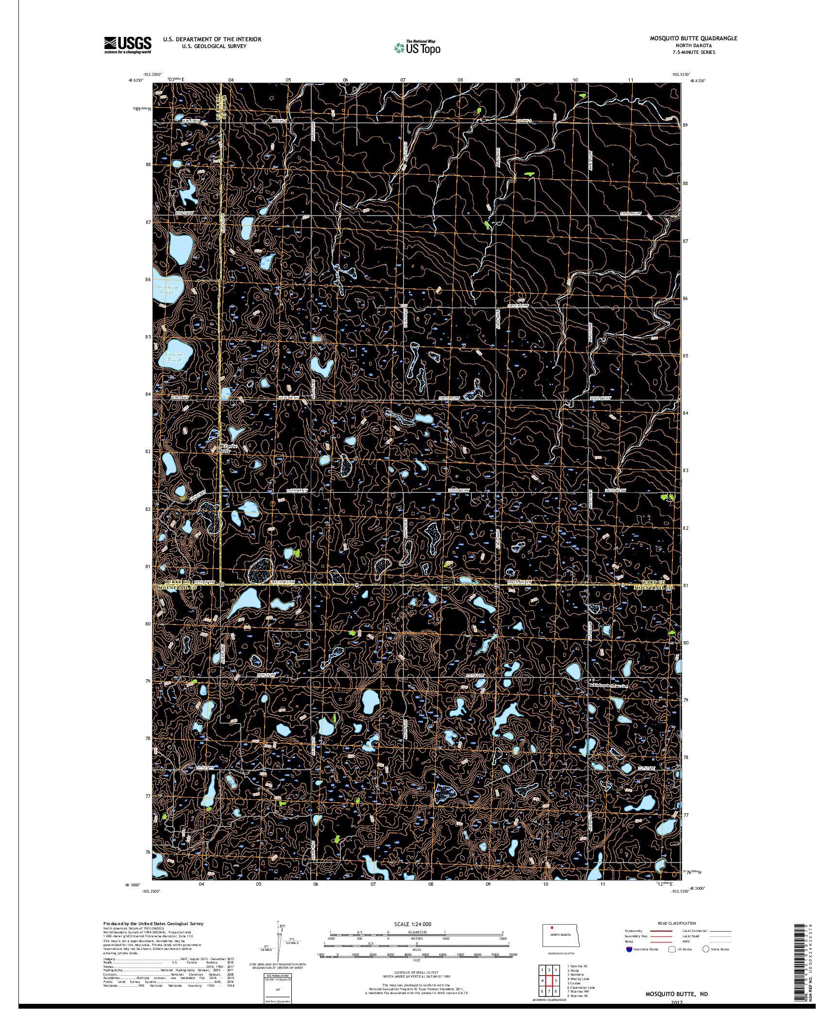 USGS US TOPO 7.5-MINUTE MAP FOR MOSQUITO BUTTE, ND 2017