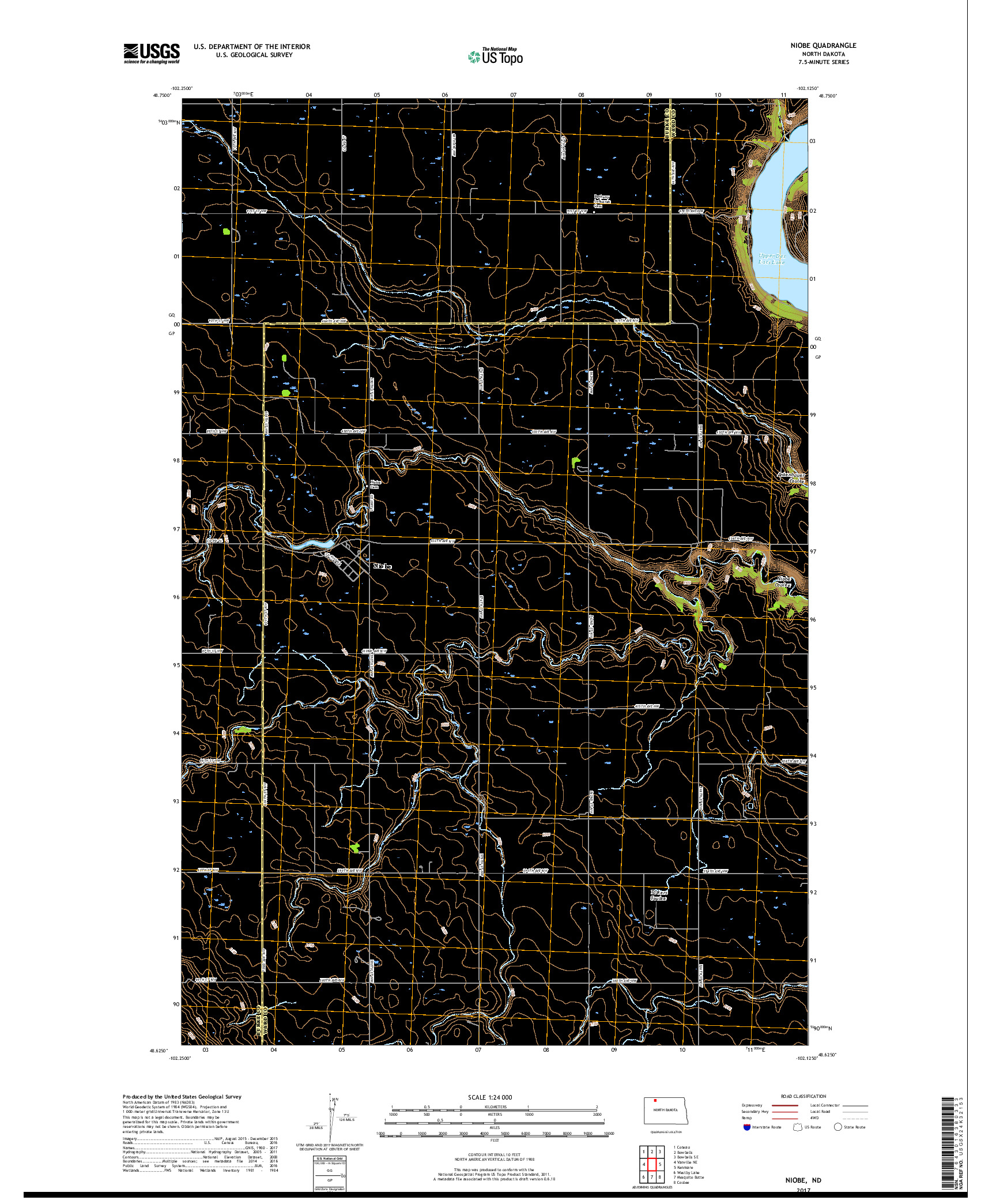 USGS US TOPO 7.5-MINUTE MAP FOR NIOBE, ND 2017