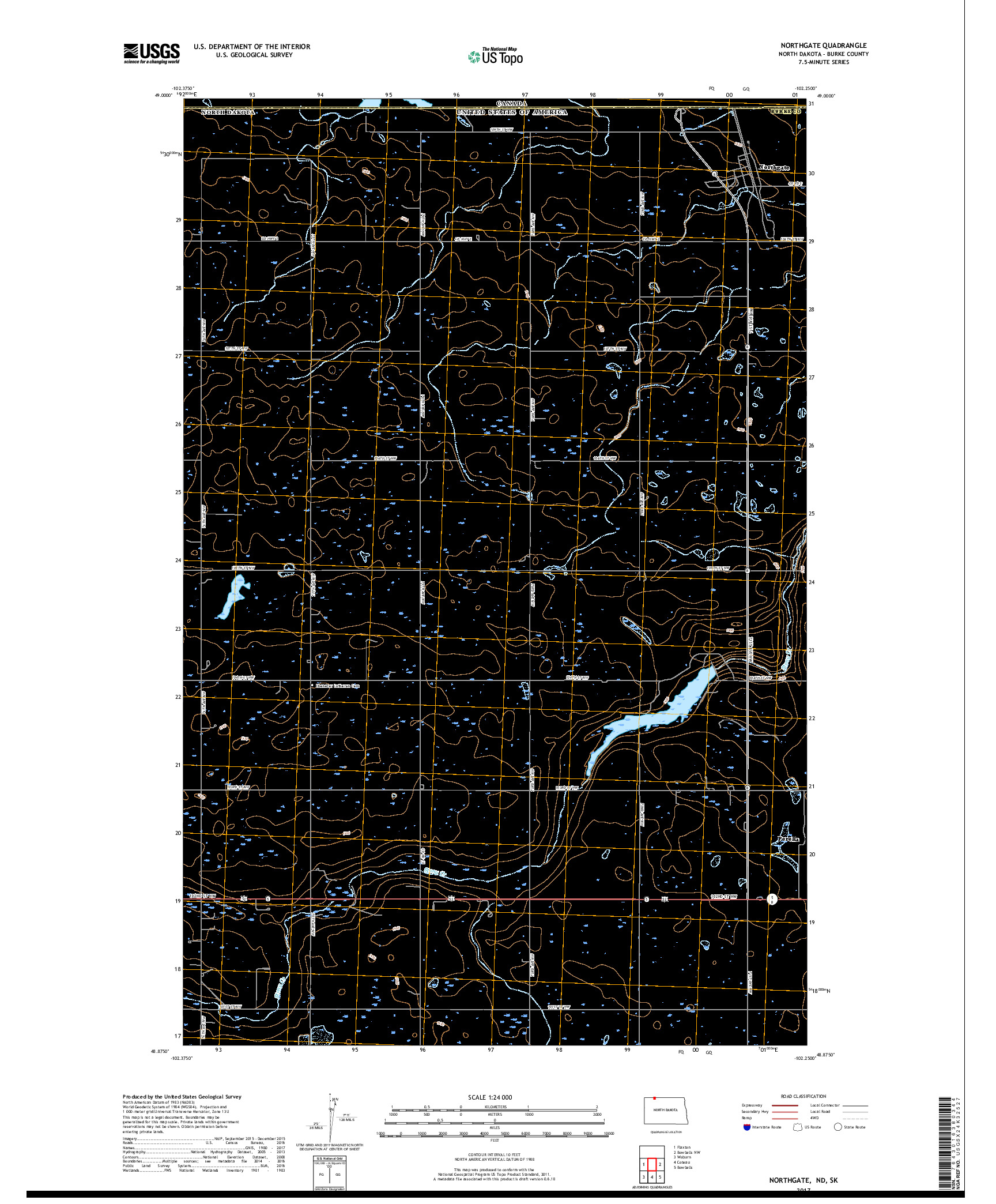 USGS US TOPO 7.5-MINUTE MAP FOR NORTHGATE, ND,SK 2017