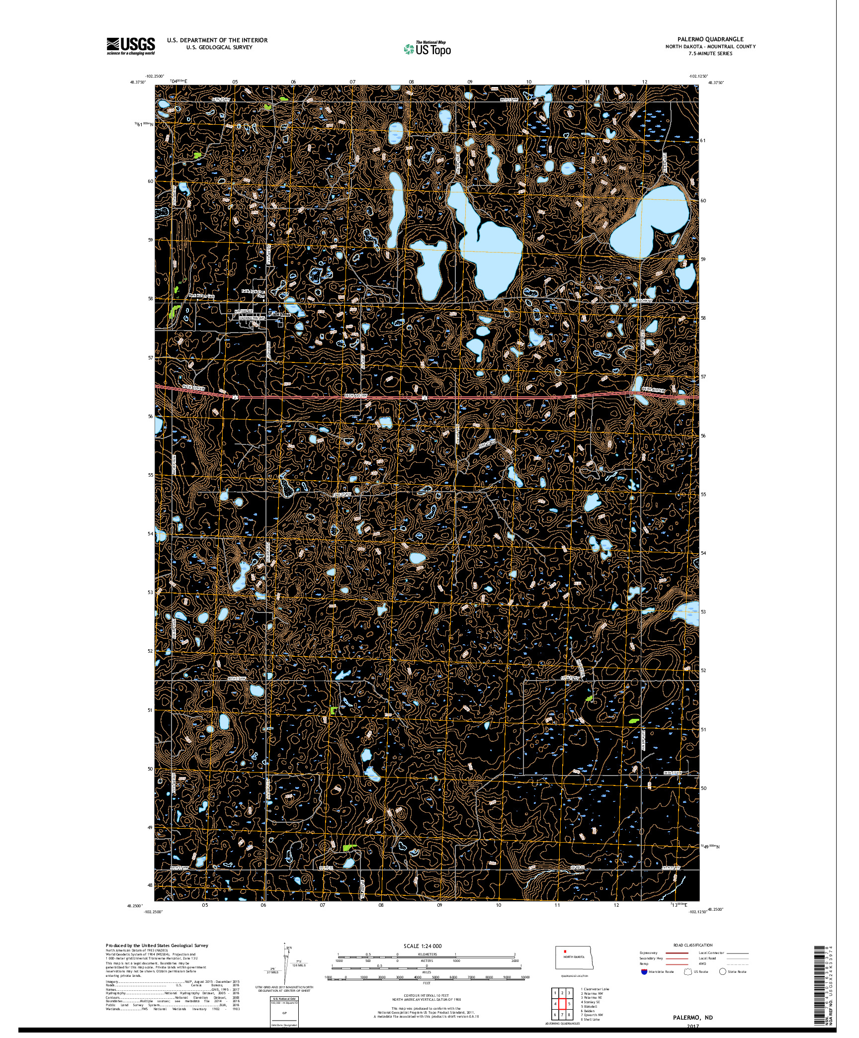 USGS US TOPO 7.5-MINUTE MAP FOR PALERMO, ND 2017