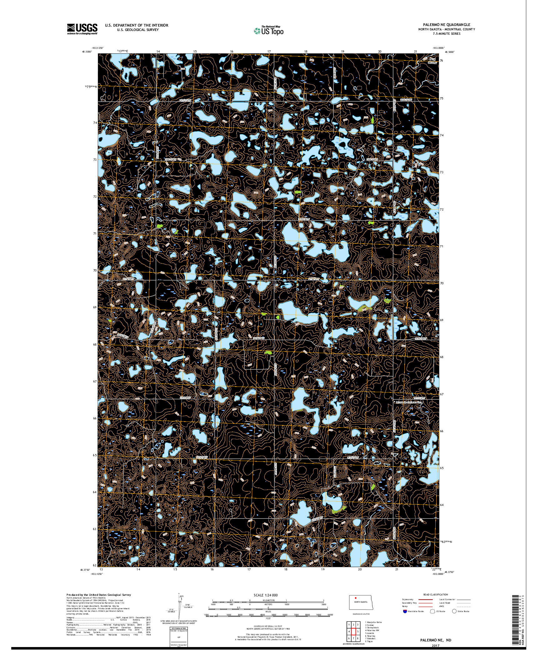 USGS US TOPO 7.5-MINUTE MAP FOR PALERMO NE, ND 2017