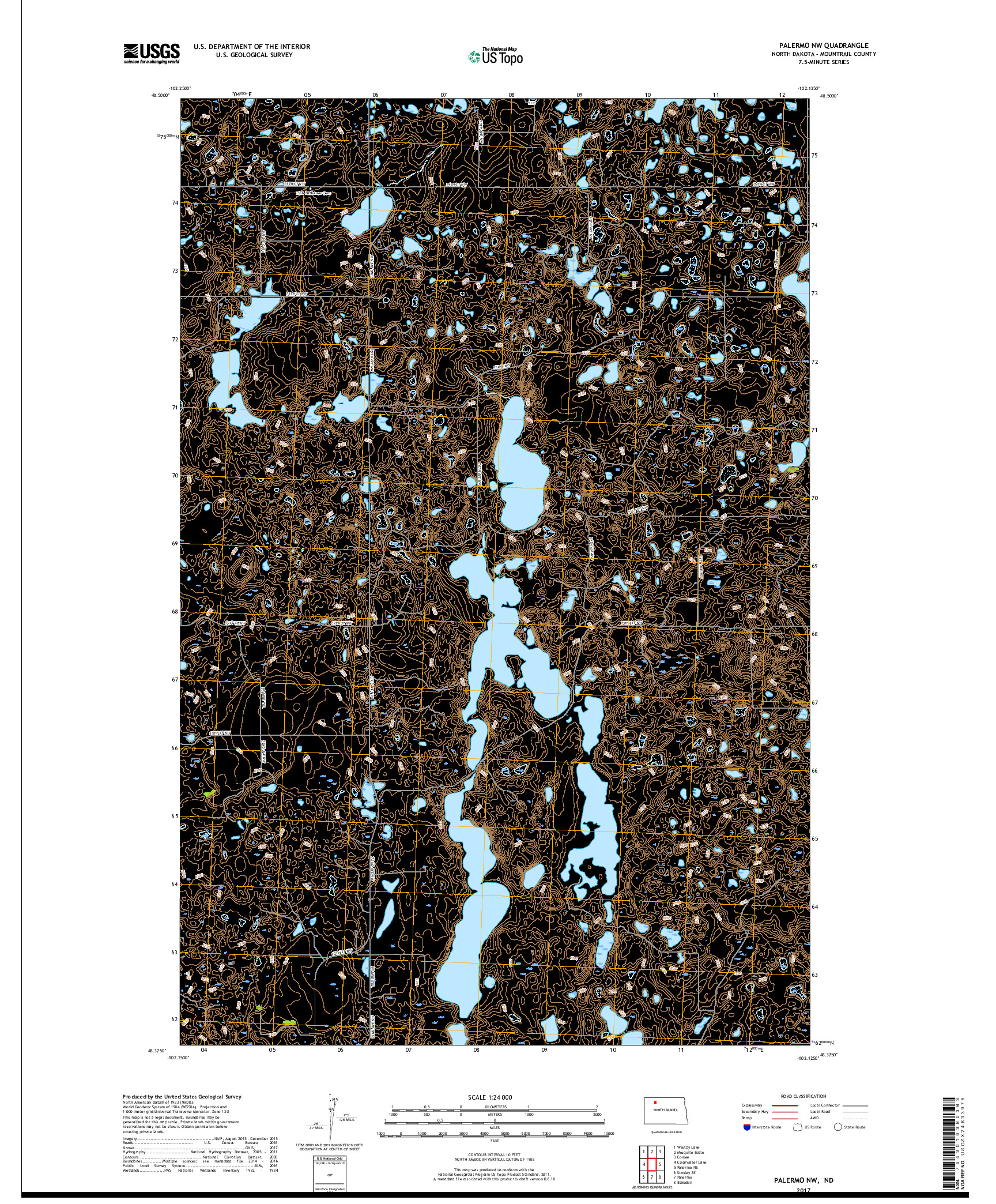 USGS US TOPO 7.5-MINUTE MAP FOR PALERMO NW, ND 2017