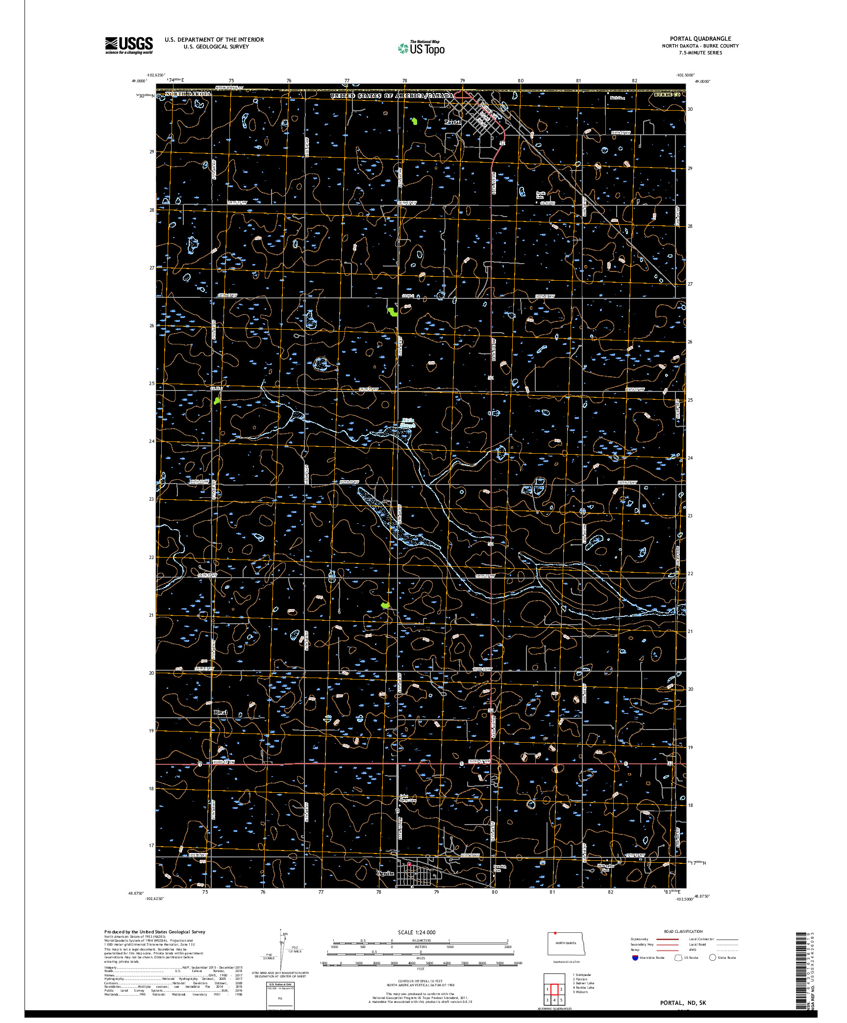 USGS US TOPO 7.5-MINUTE MAP FOR PORTAL, ND,SK 2017