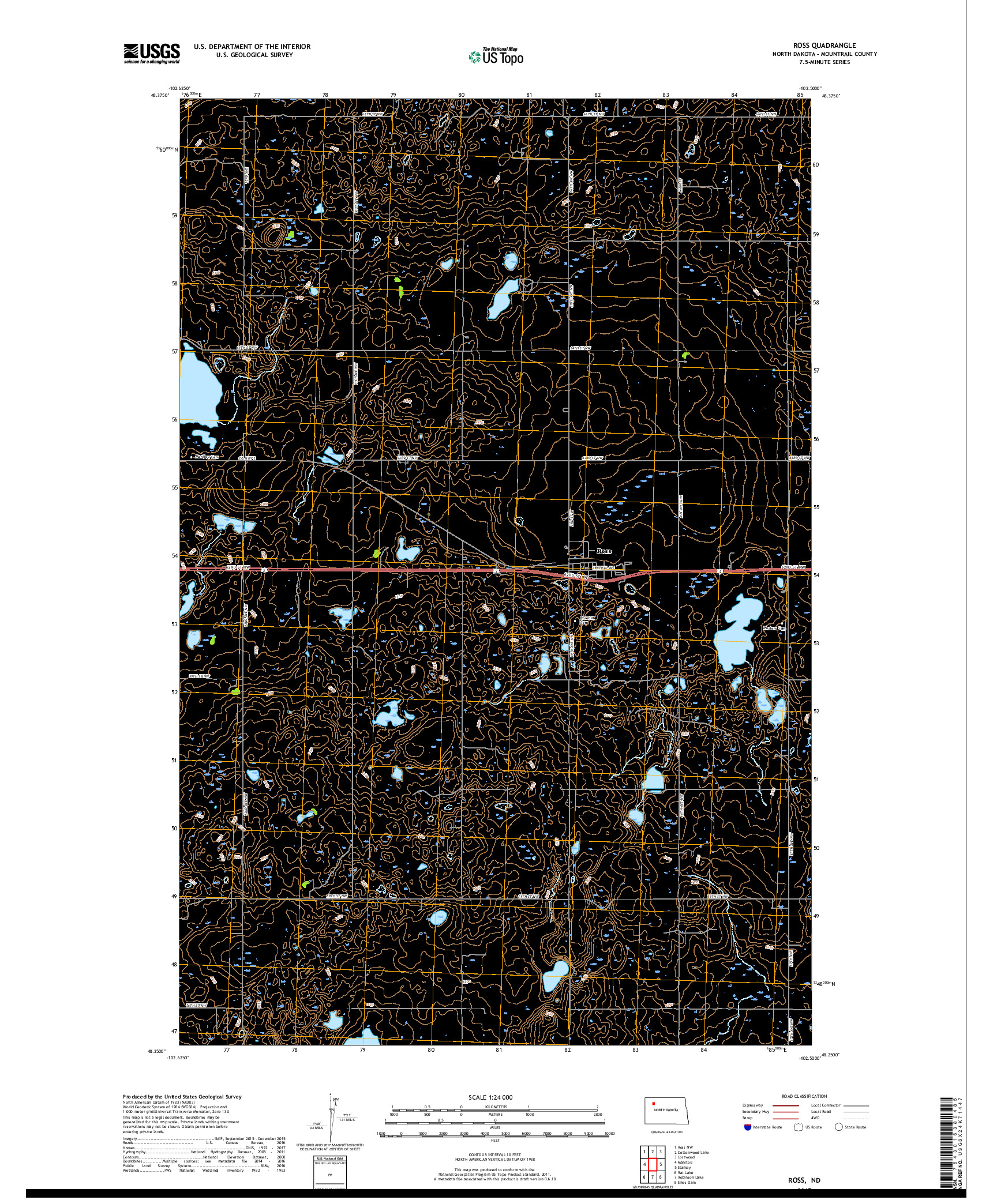 USGS US TOPO 7.5-MINUTE MAP FOR ROSS, ND 2017