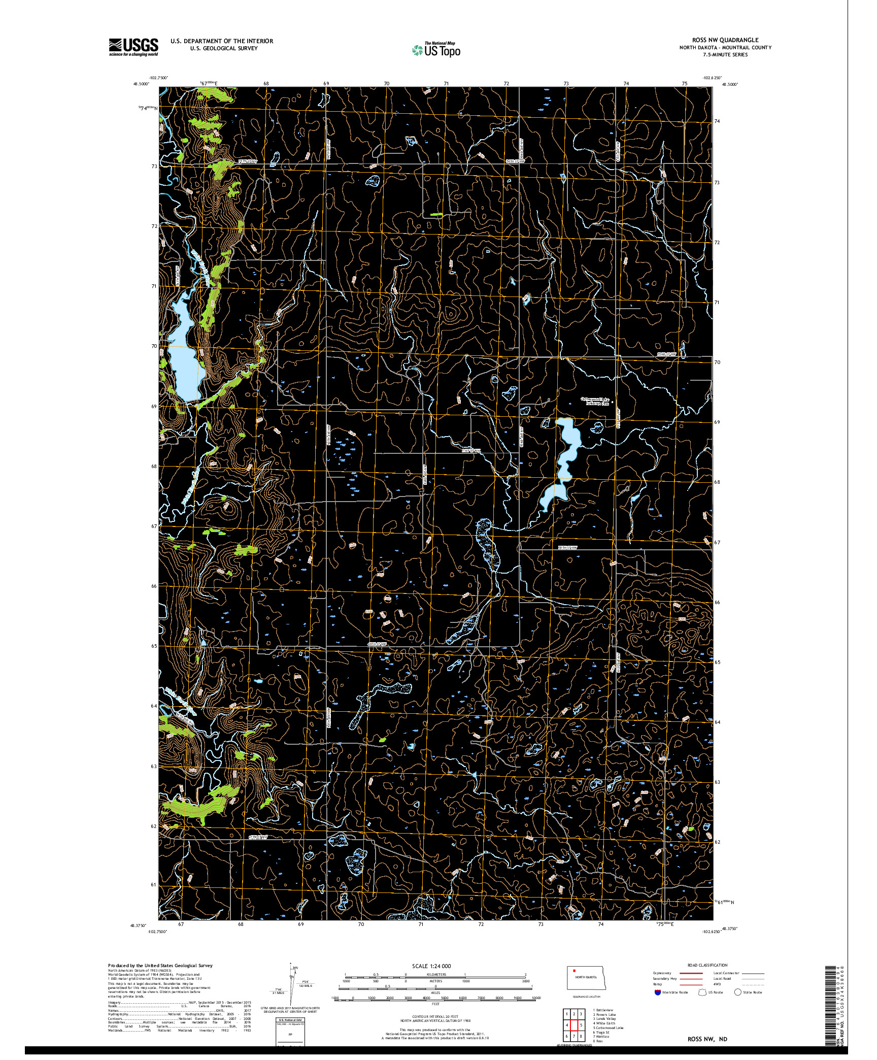 USGS US TOPO 7.5-MINUTE MAP FOR ROSS NW, ND 2017