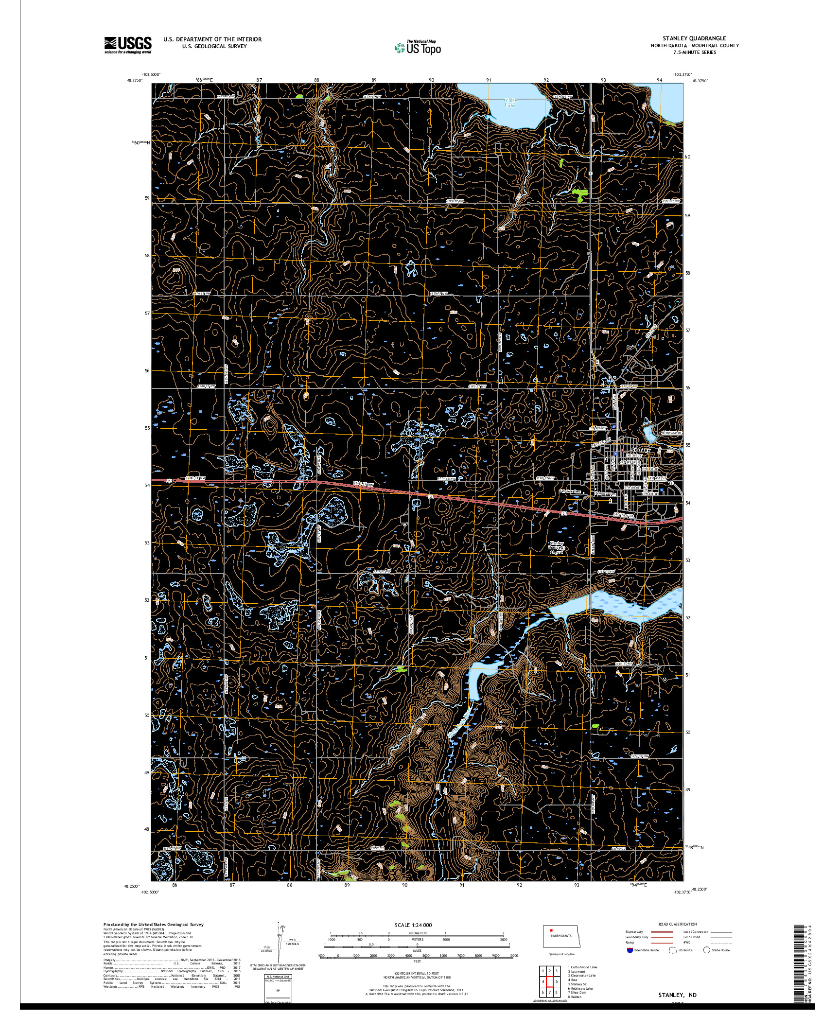 USGS US TOPO 7.5-MINUTE MAP FOR STANLEY, ND 2017