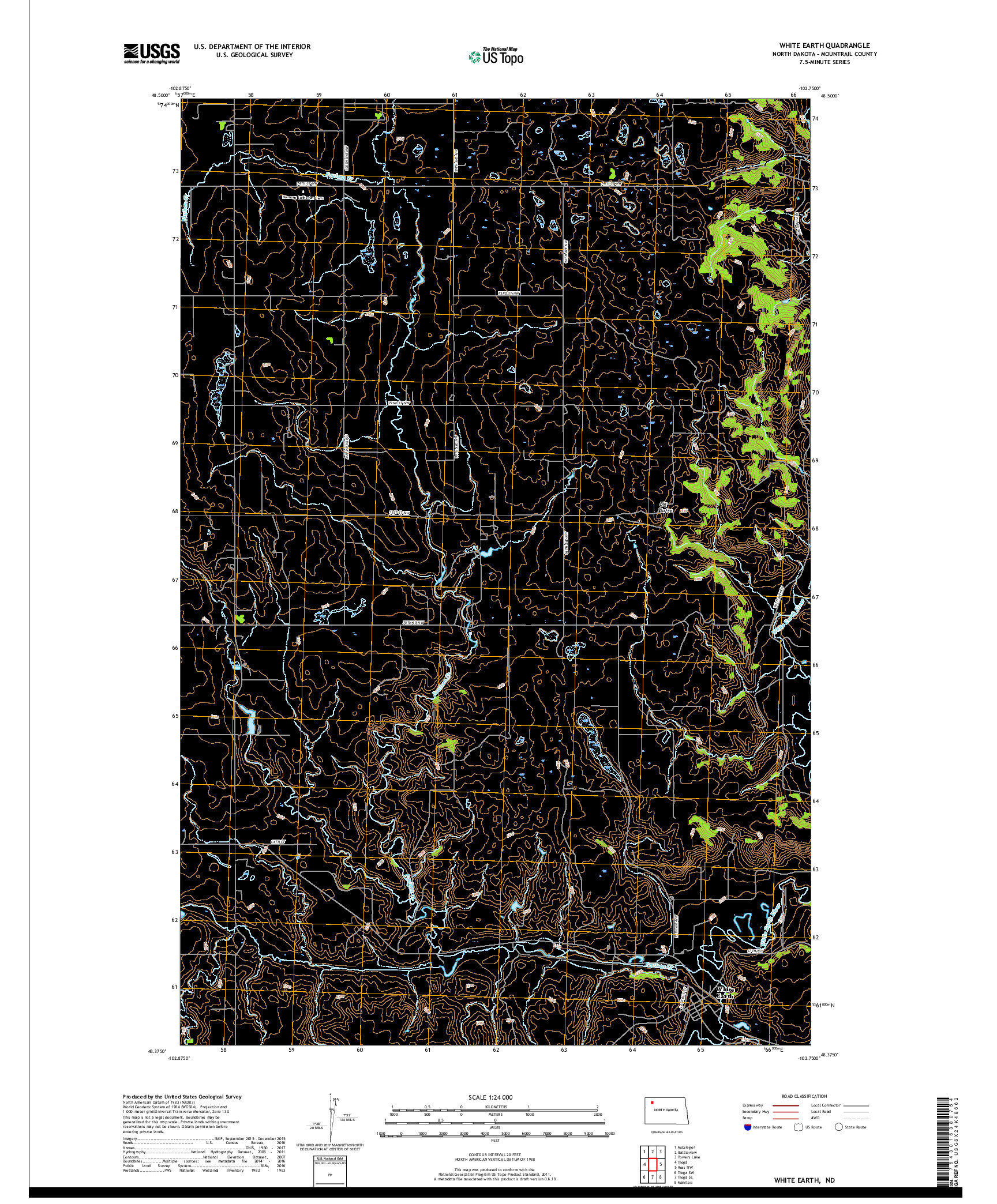 USGS US TOPO 7.5-MINUTE MAP FOR WHITE EARTH, ND 2017