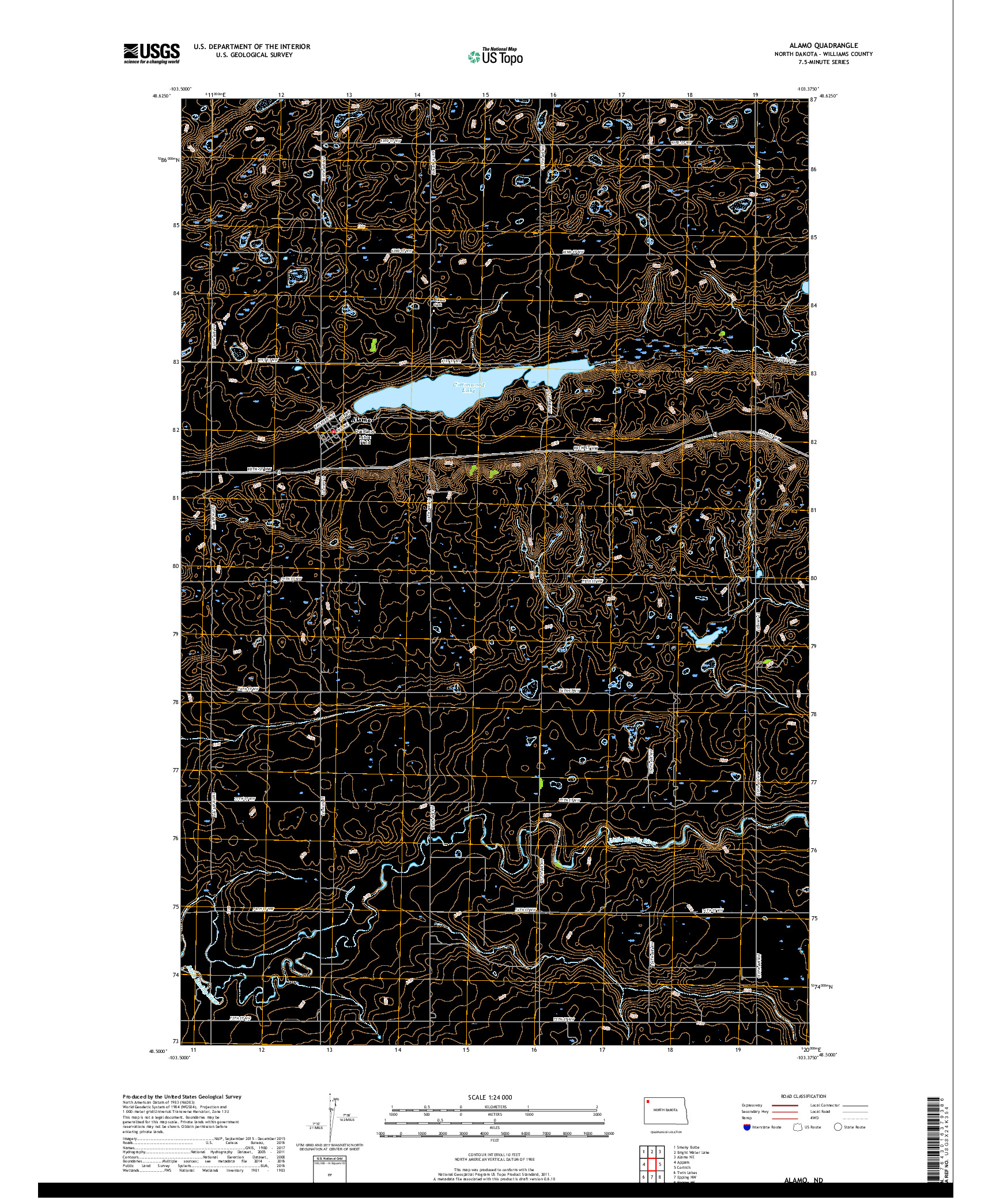 USGS US TOPO 7.5-MINUTE MAP FOR ALAMO, ND 2017