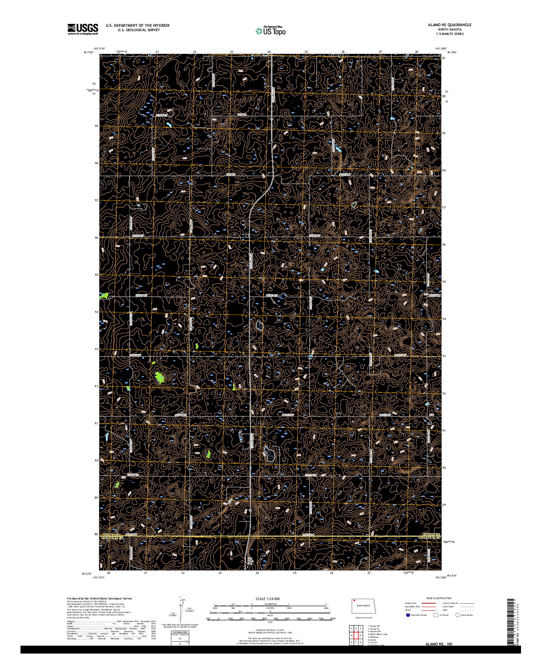 USGS US TOPO 7.5-MINUTE MAP FOR ALAMO NE, ND 2017